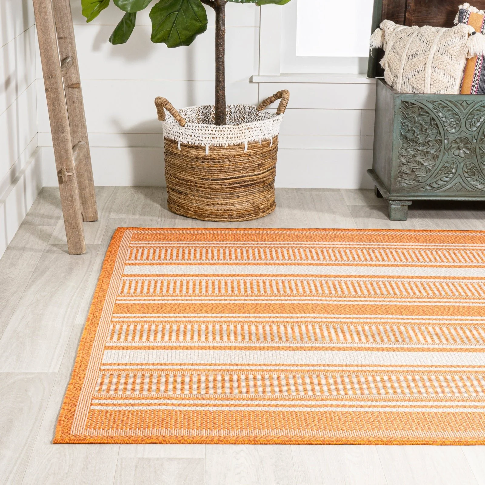 Haynes Modern Double Stripe Indoor/Outdoor Area Rug - Image 16