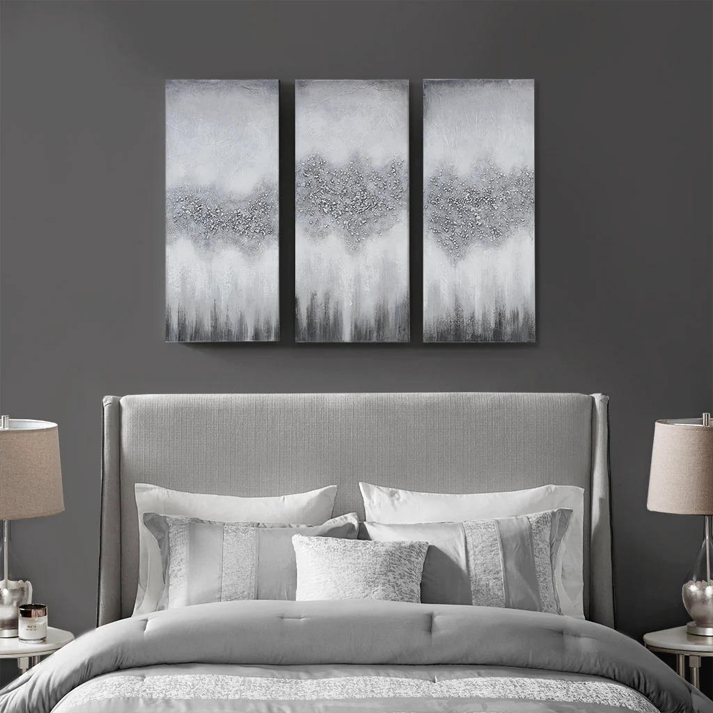 Heavily Embellished 3-piece Canvas Wall Art Set - Image 4