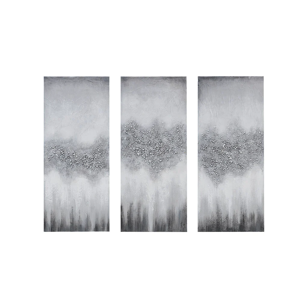 Heavily Embellished 3-piece Canvas Wall Art Set - Image 6