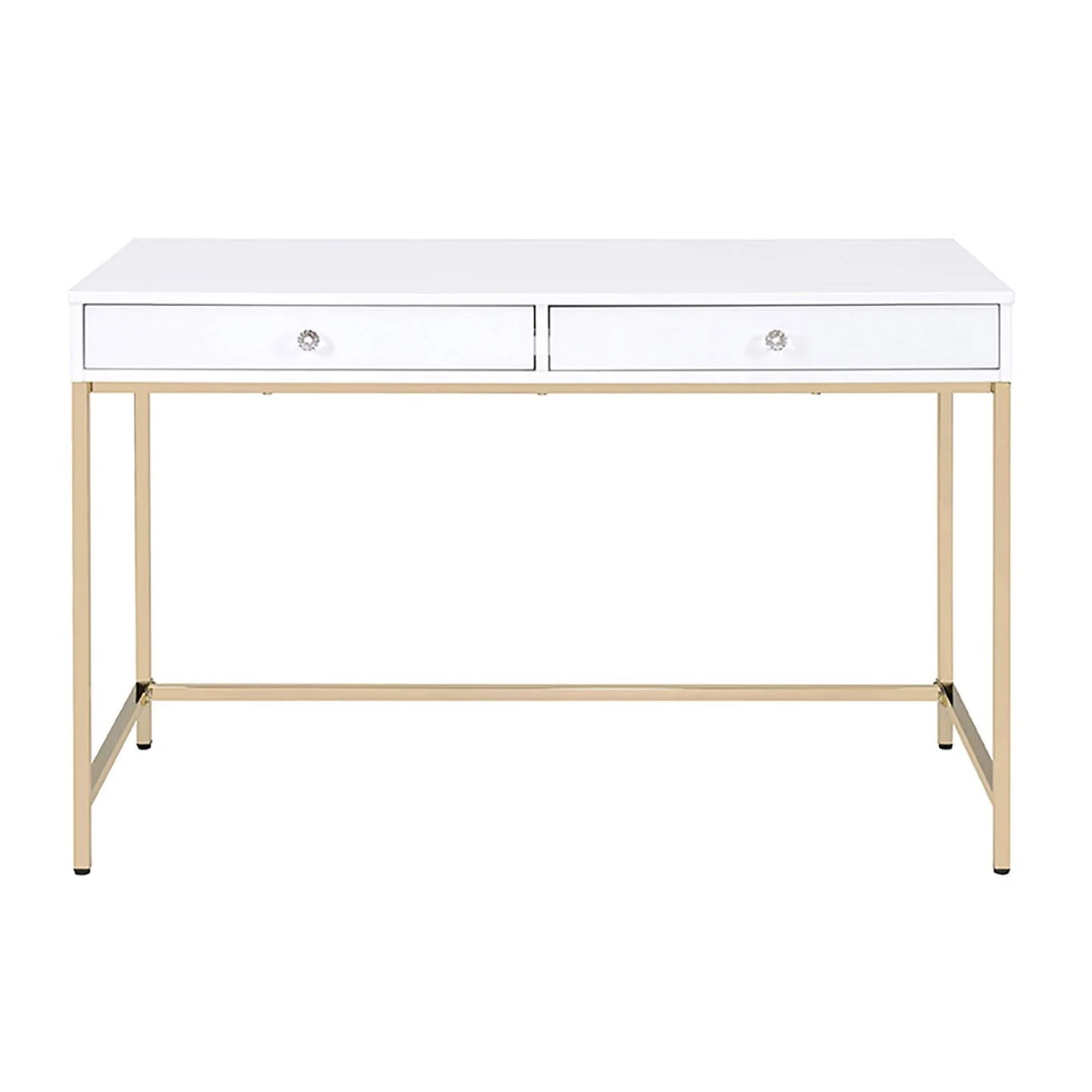 High Gloss and Gold 2-Drawer Writing Desk - Image 10