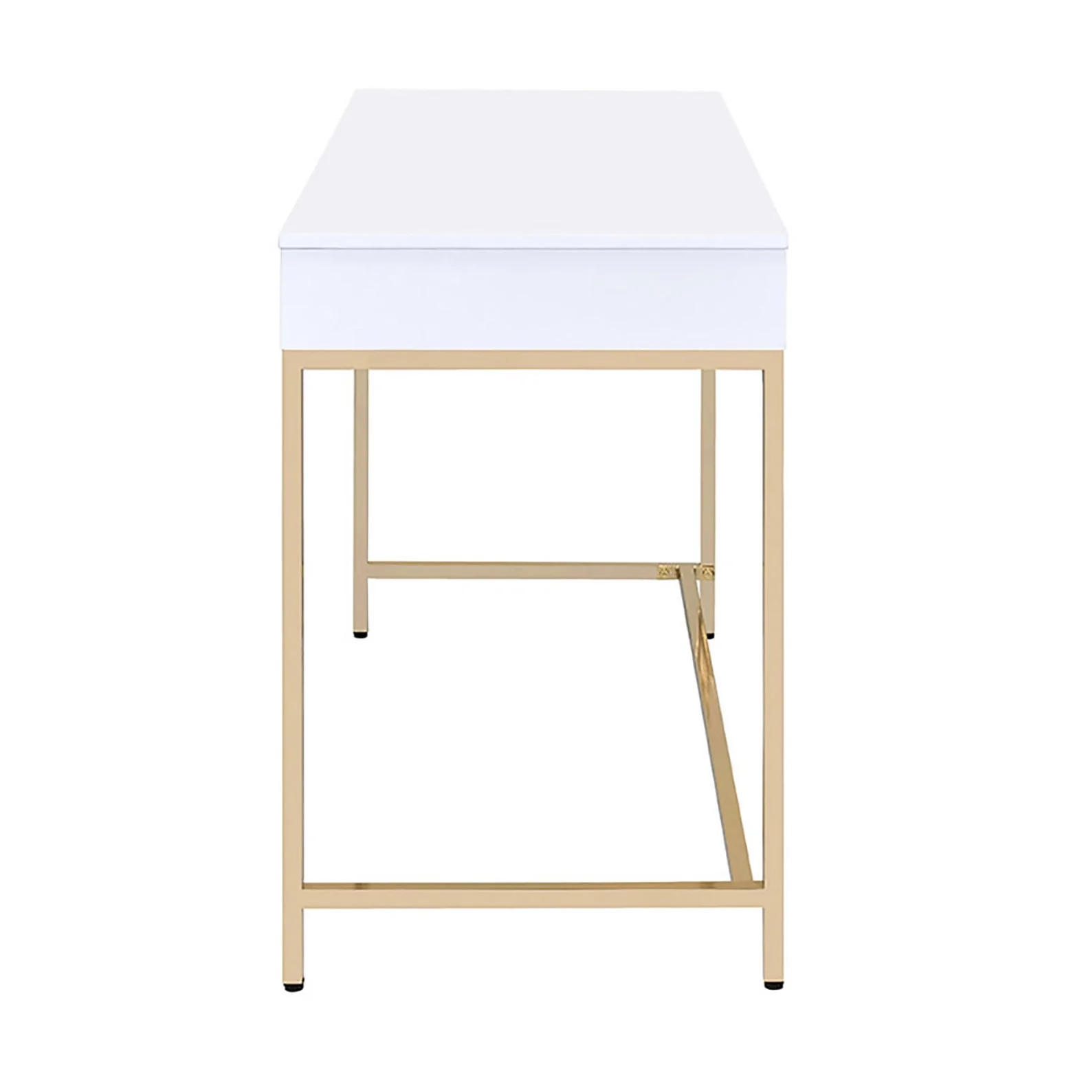 High Gloss and Gold 2-Drawer Writing Desk - Image 11