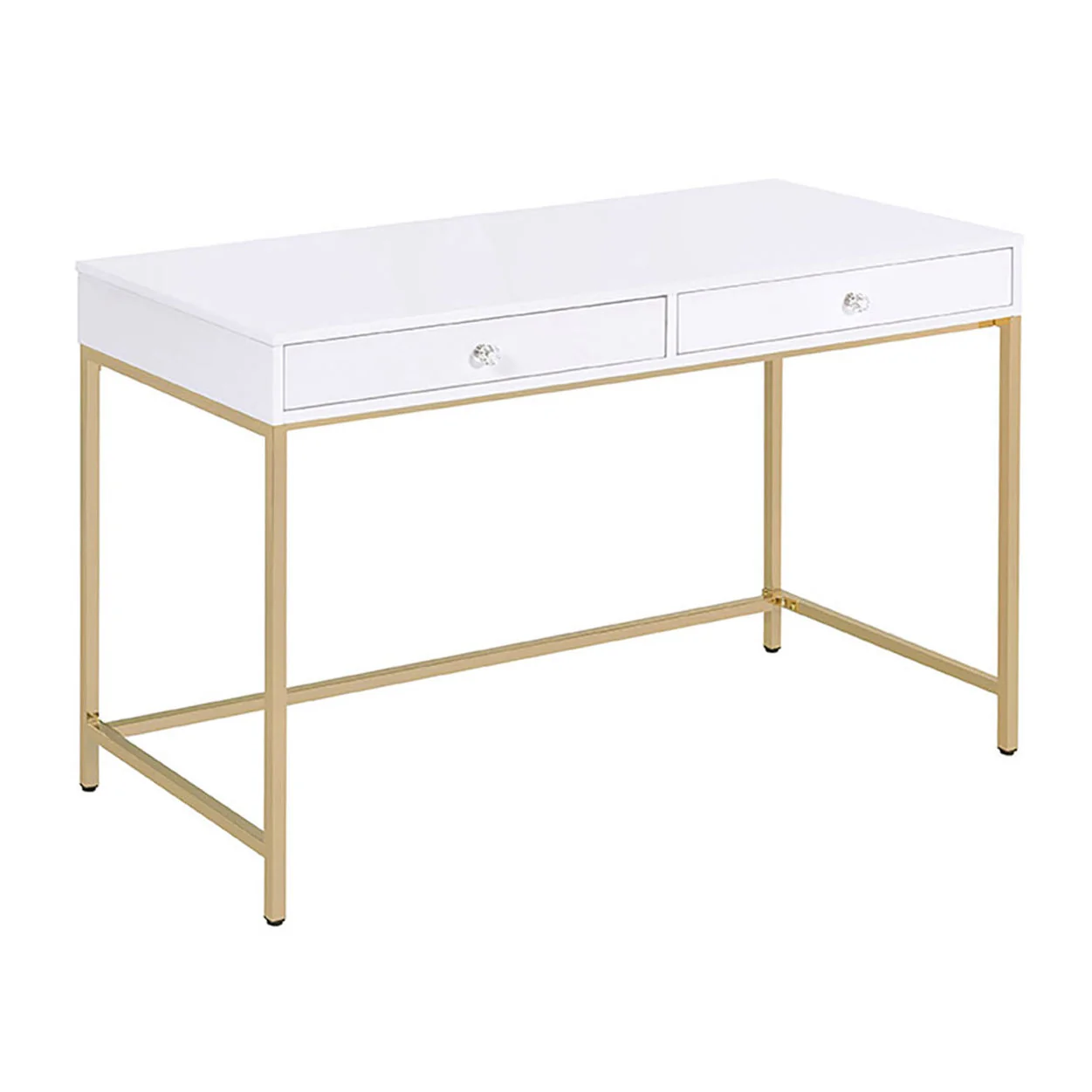High Gloss and Gold 2-Drawer Writing Desk - Image 8