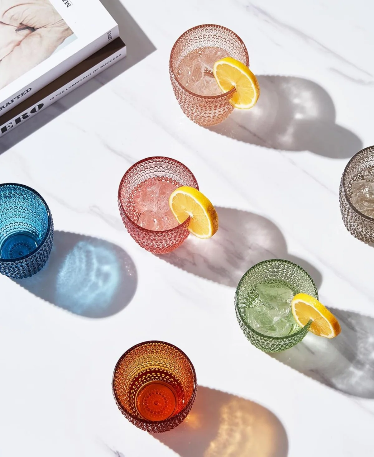 Hobnail Beaded Highball Muted Drinking Glasses Set of 6 - Image 3