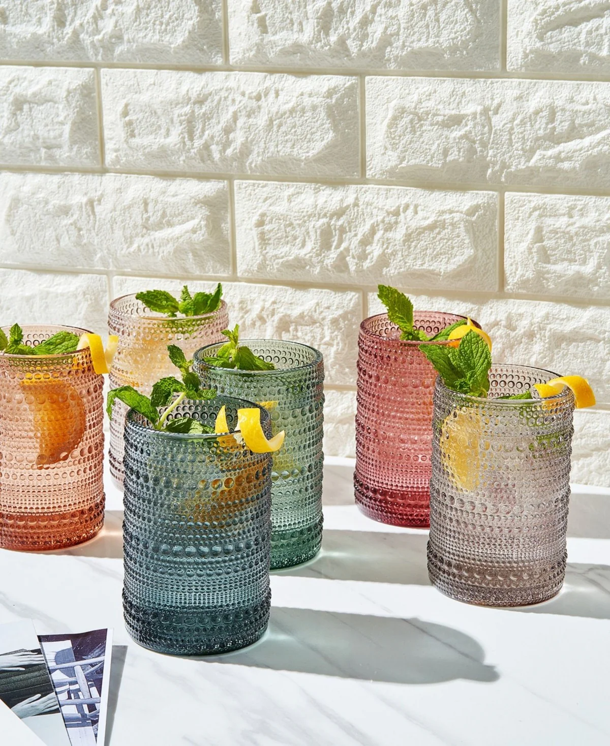 Hobnail Muted Pastel Glasses Set of 6 - Image 3