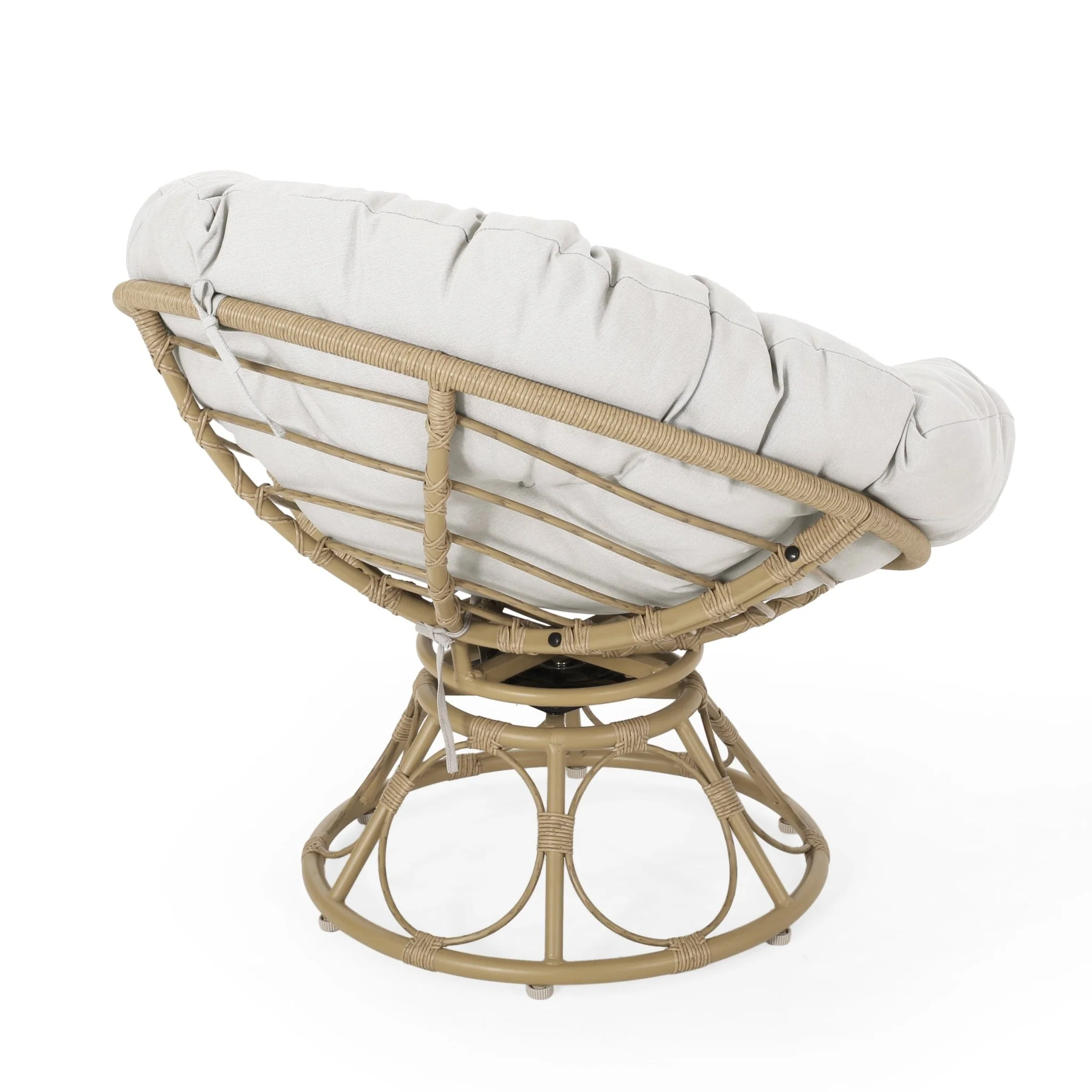 Indoor/Outdoor Papasan Swivel Chair with Water Resistant Cushion - Image 6