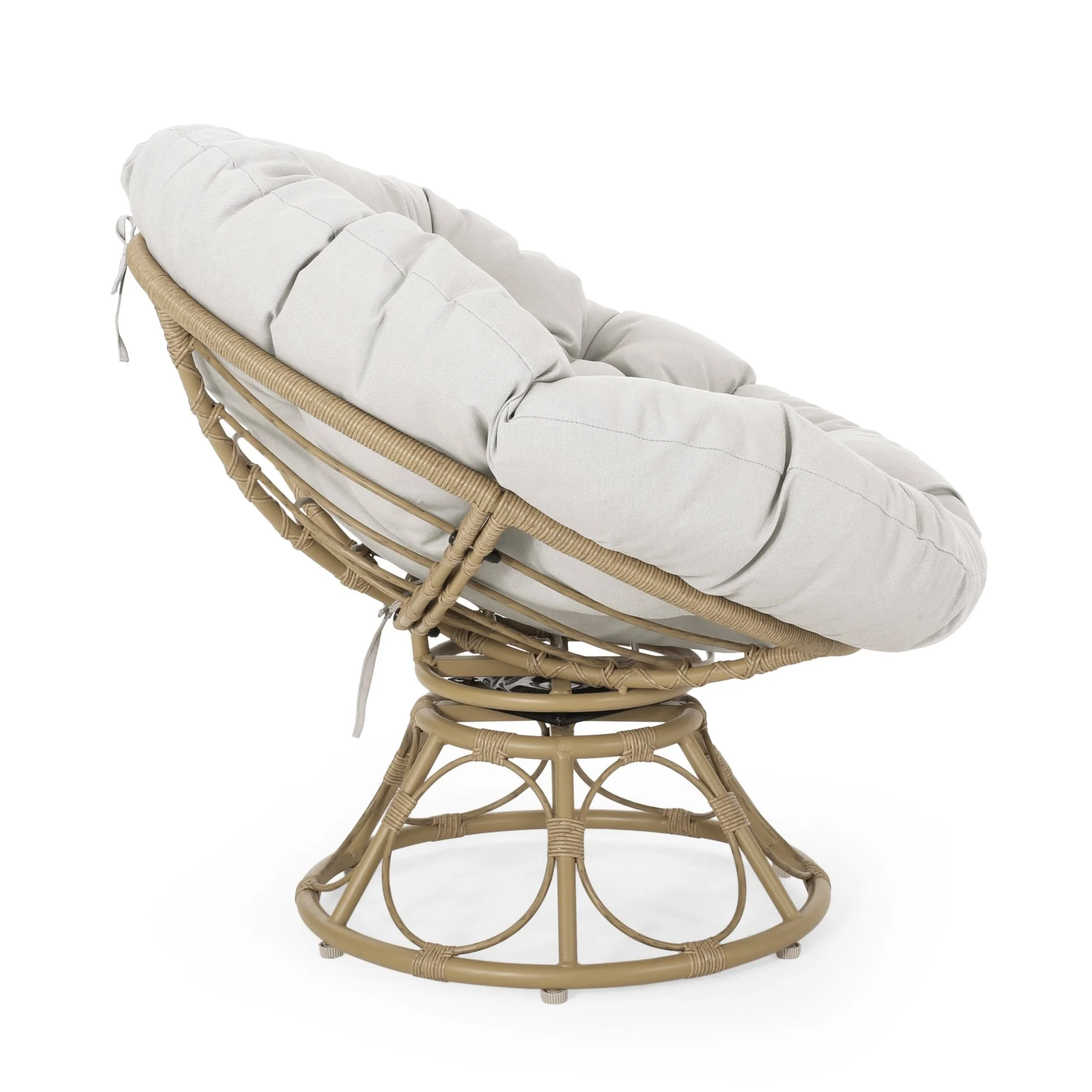 Indoor/Outdoor Papasan Swivel Chair with Water Resistant Cushion - Image 7