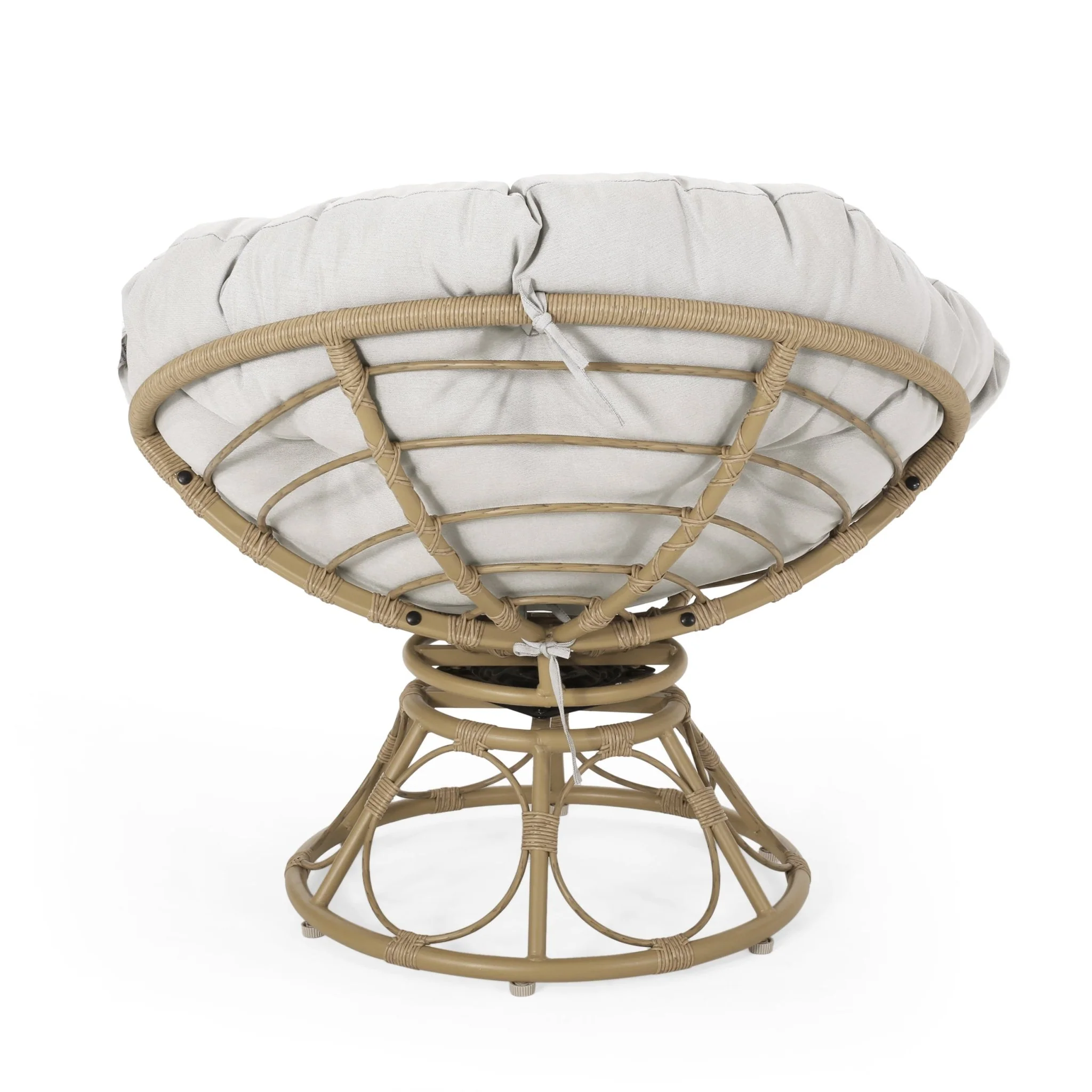 Indoor/Outdoor Papasan Swivel Chair with Water Resistant Cushion - Image 9