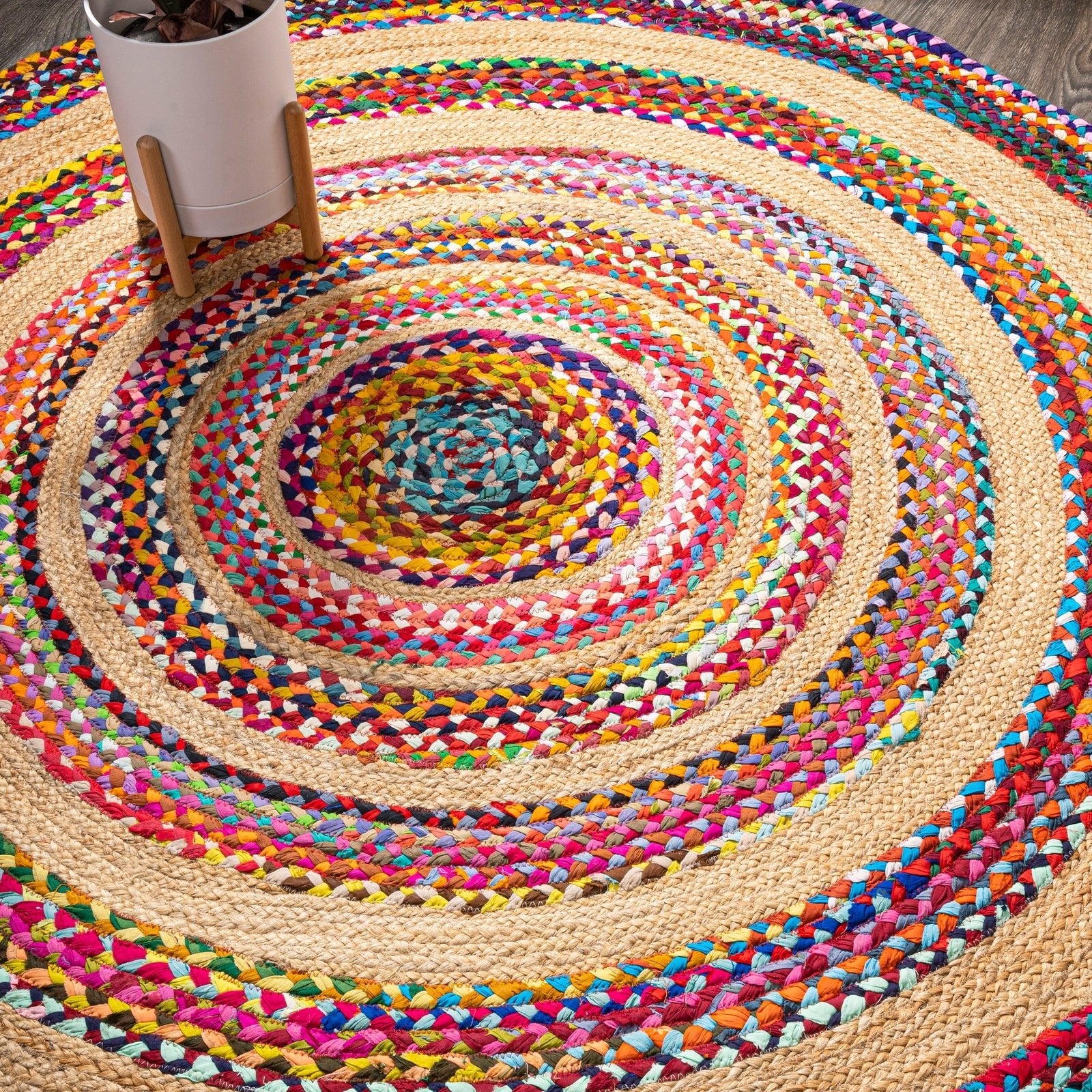 Isla Boho Braided Rag & Jute Natural Area Rug - Image 3