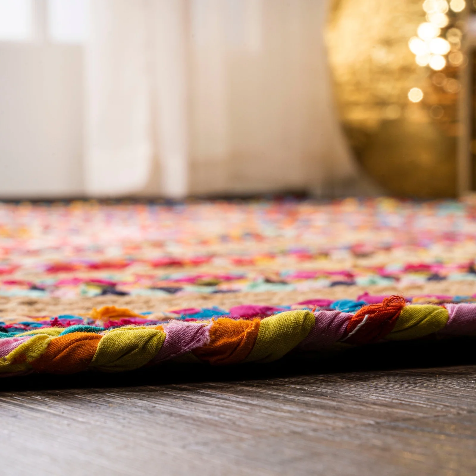 Isla Boho Braided Rag & Jute Natural Area Rug - Image 4