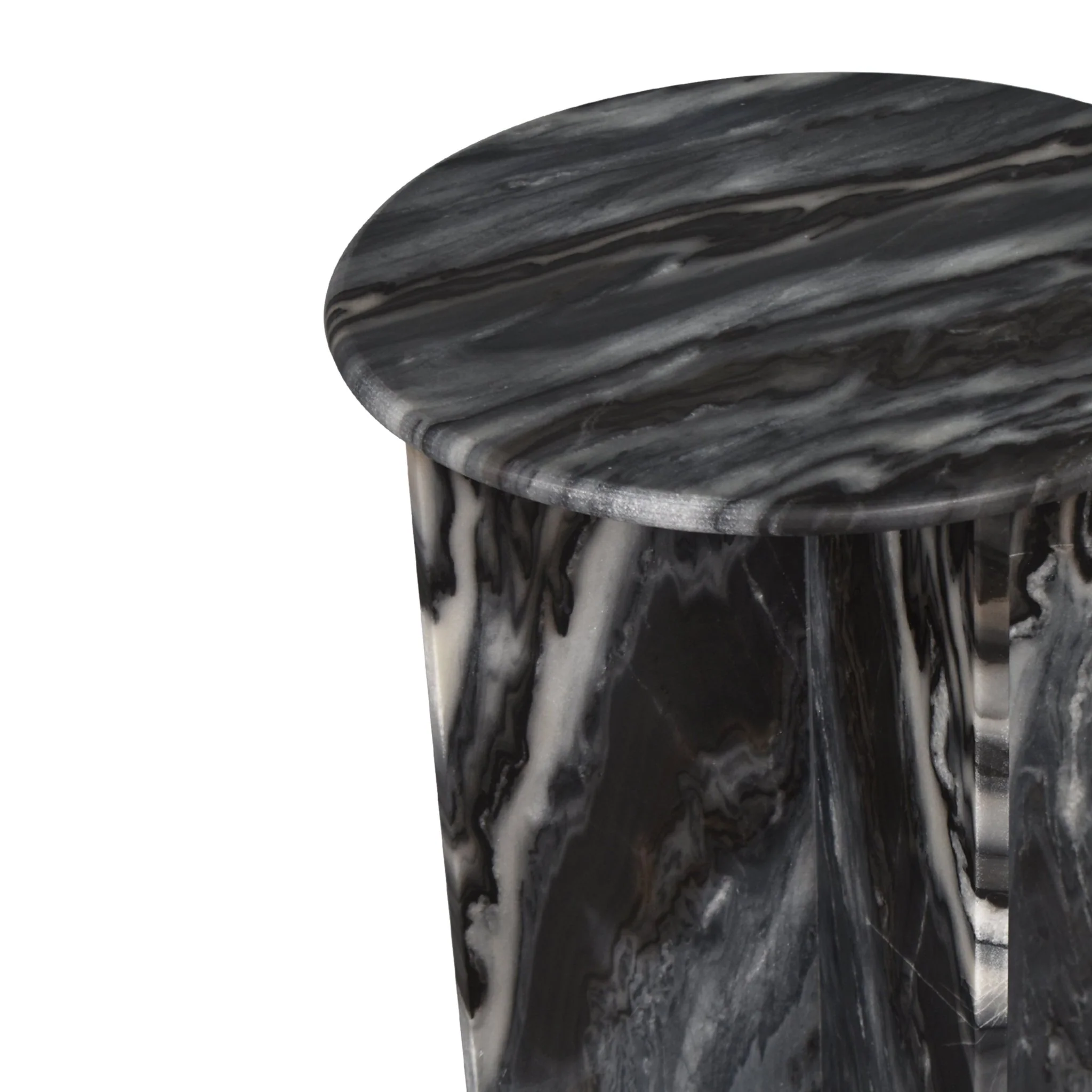 Javier Contemporary Natural Marble Handmade X-Shaped End Table - Image 8