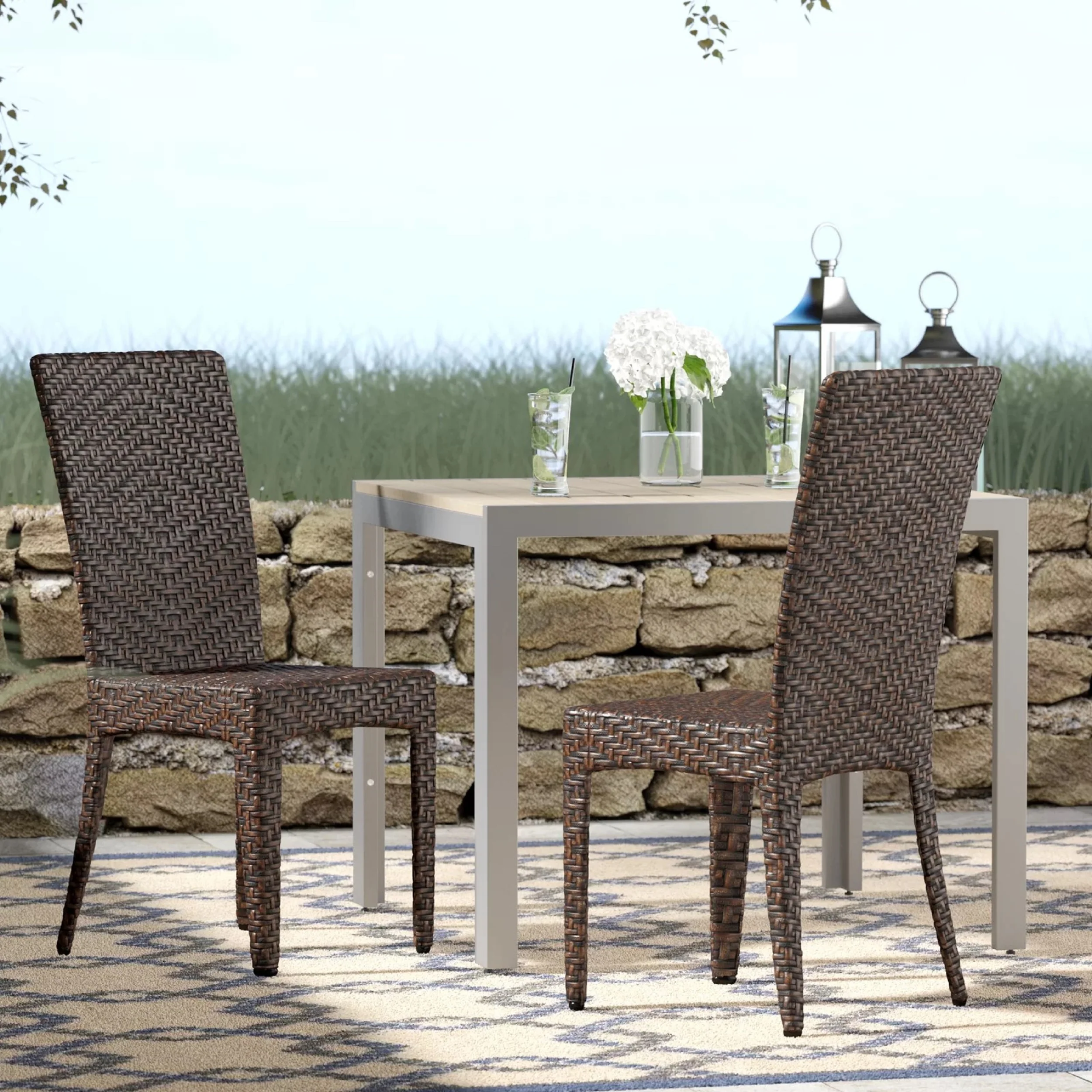 Josh All Weather Wicker Outdoor Dining Chair - Image 2