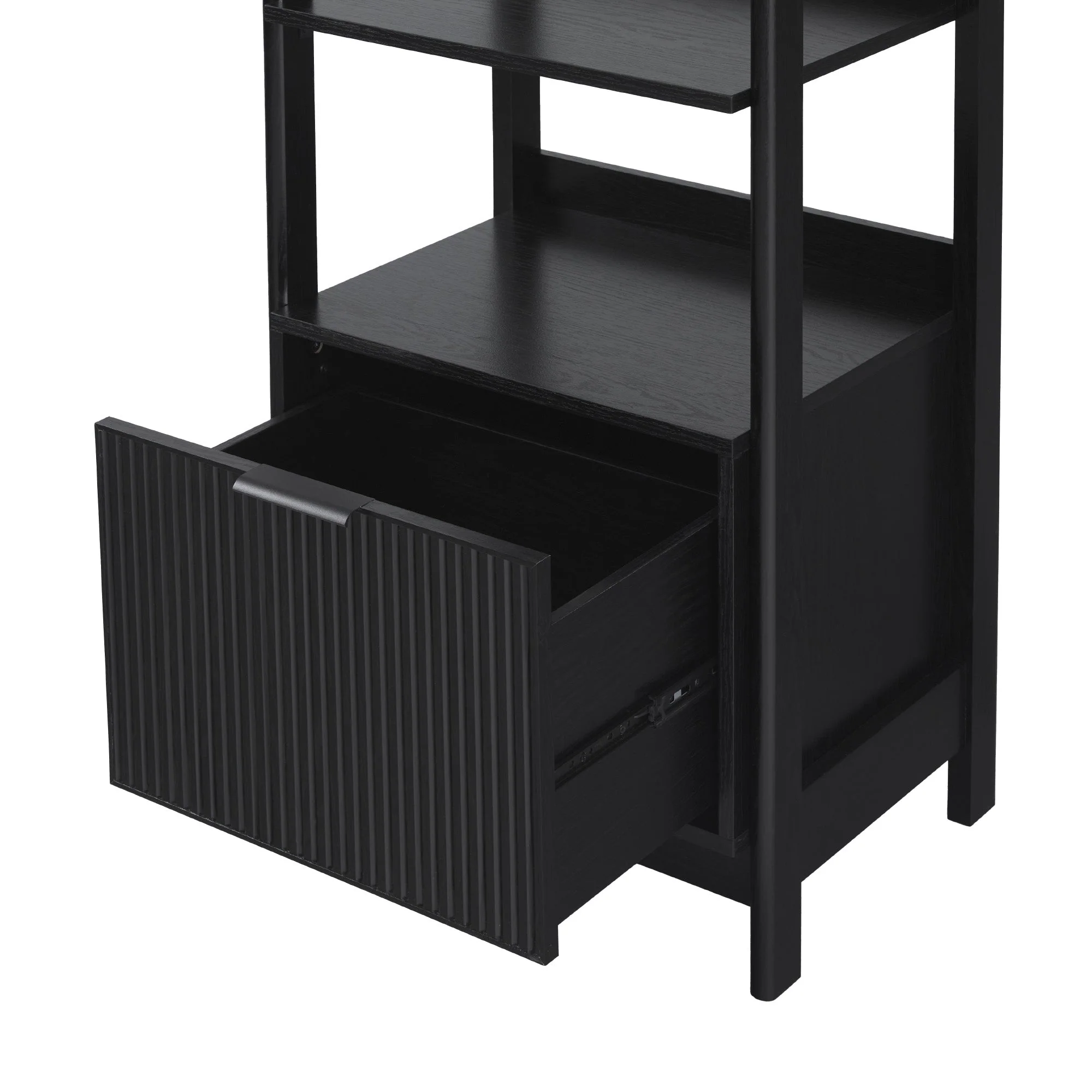 Jubilate Narrow Bookcase with Fluted Drawer and 4 Open Shelves - Image 12