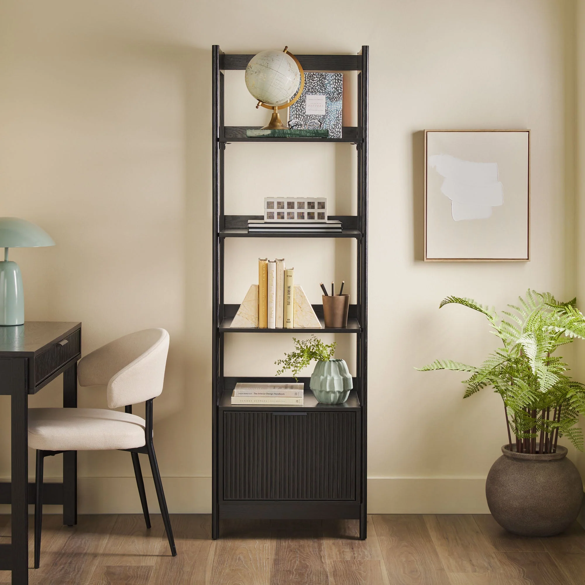 Jubilate Narrow Bookcase with Fluted Drawer and 4 Open Shelves - Image 16