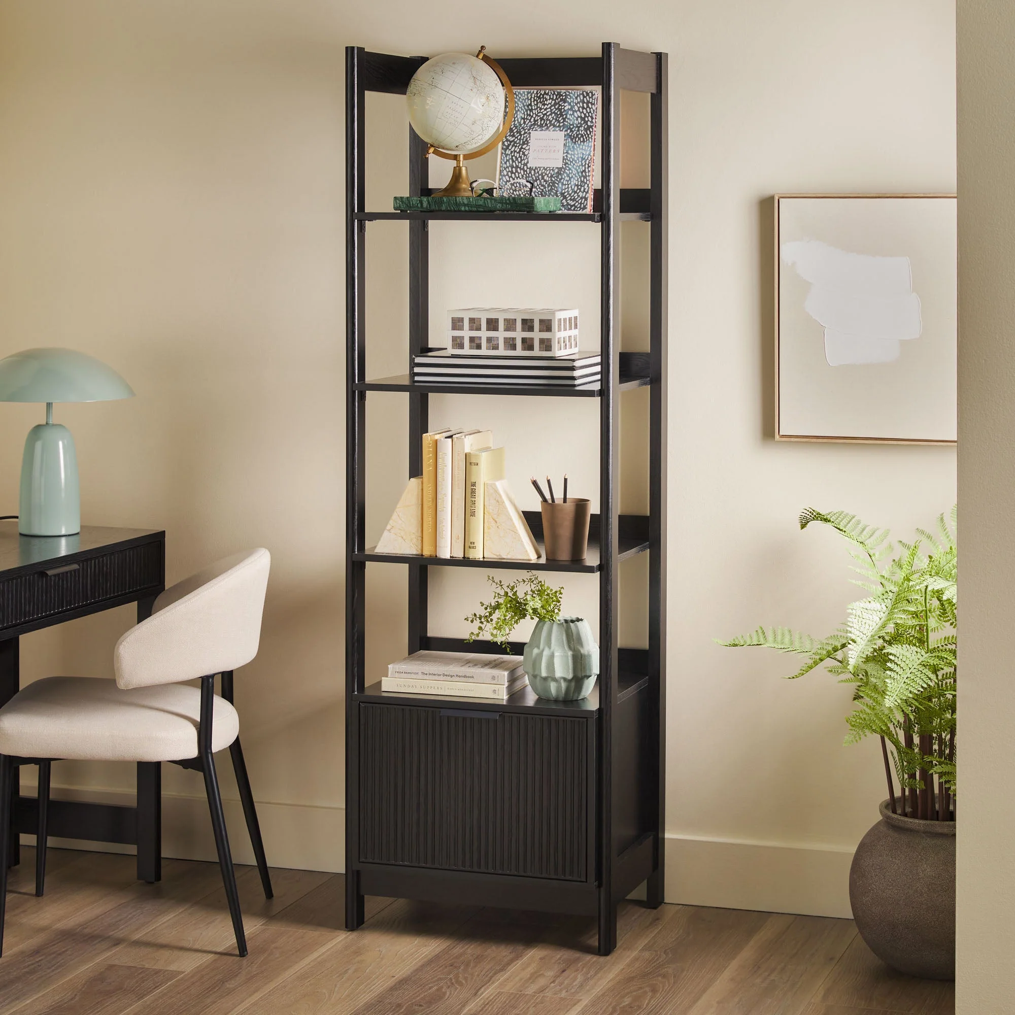 Jubilate Narrow Bookcase with Fluted Drawer and 4 Open Shelves - Image 18