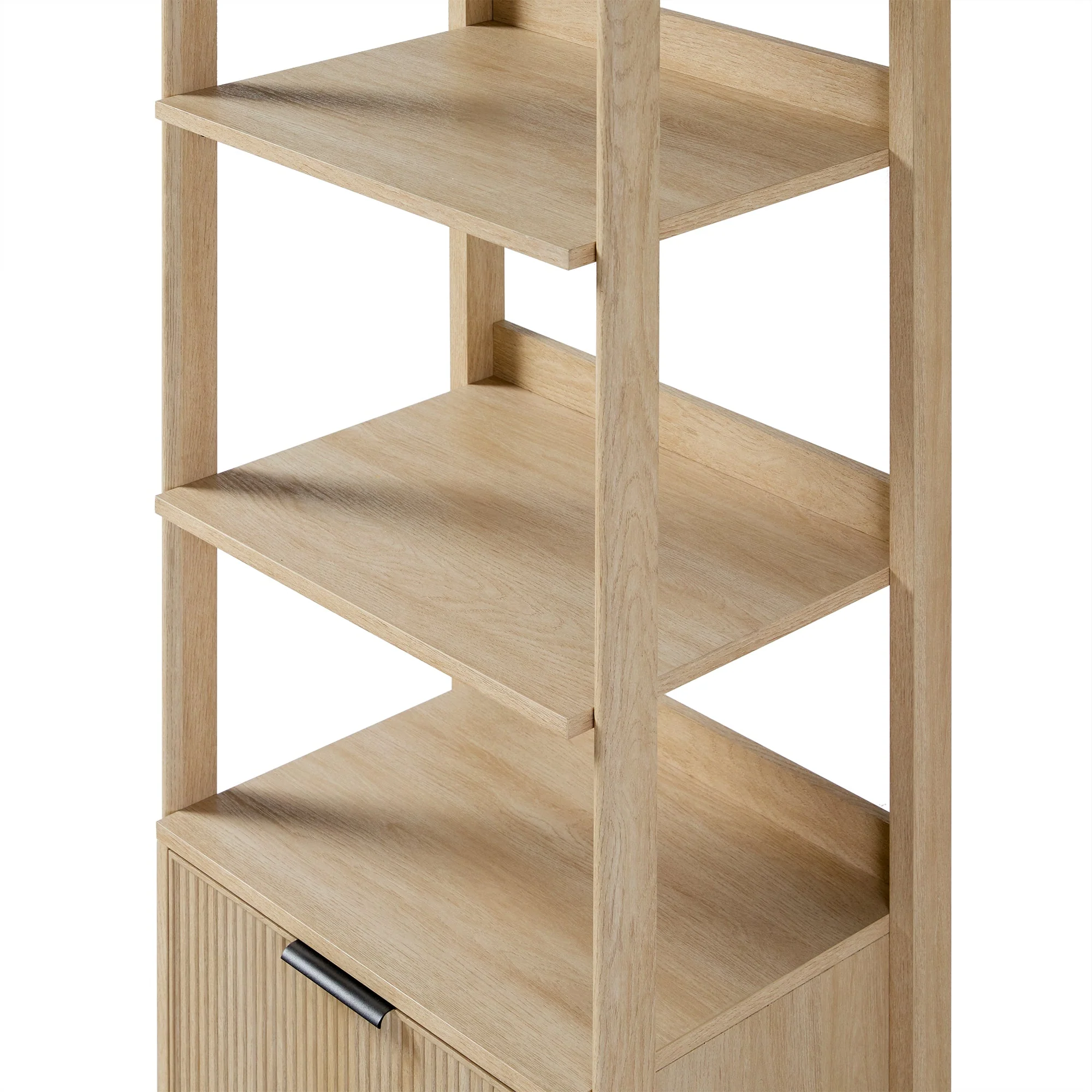 Jubilate Narrow Bookcase with Fluted Drawer and 4 Open Shelves - Image 4