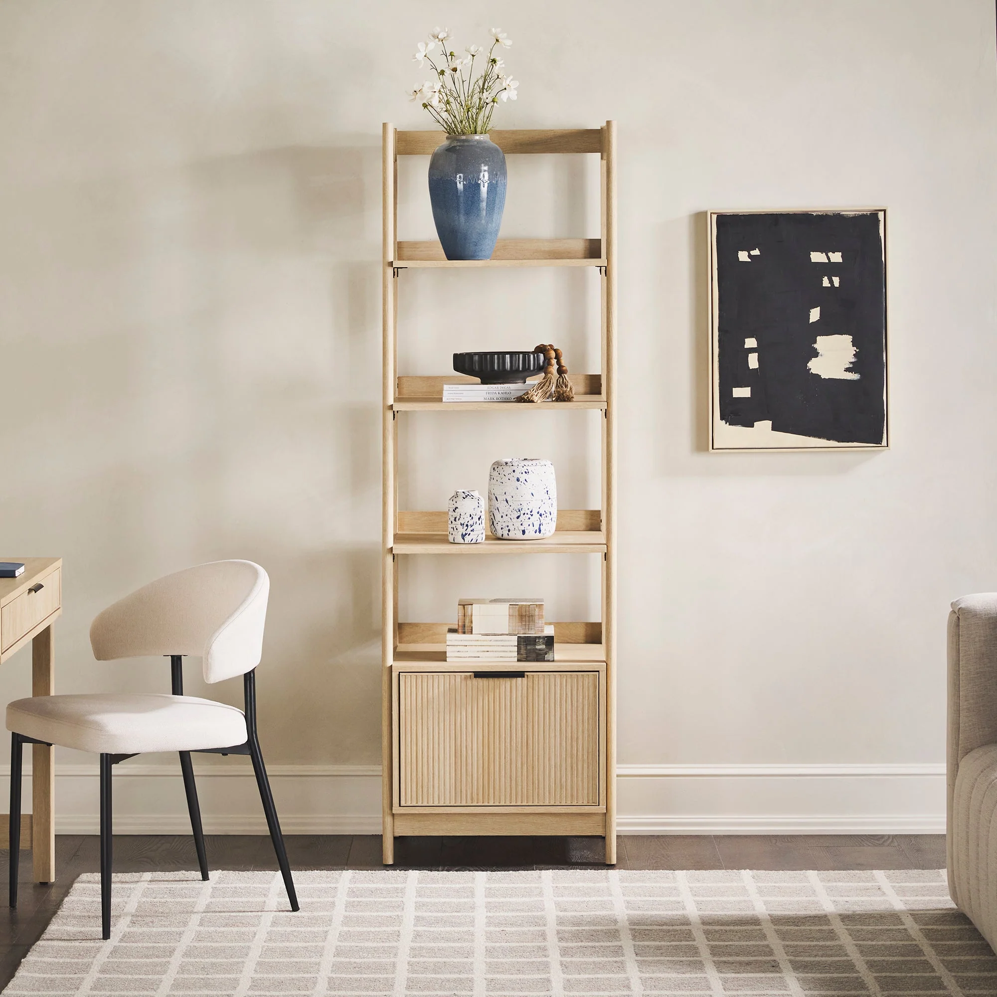 Jubilate Narrow Bookcase with Fluted Drawer and 4 Open Shelves - Image 9