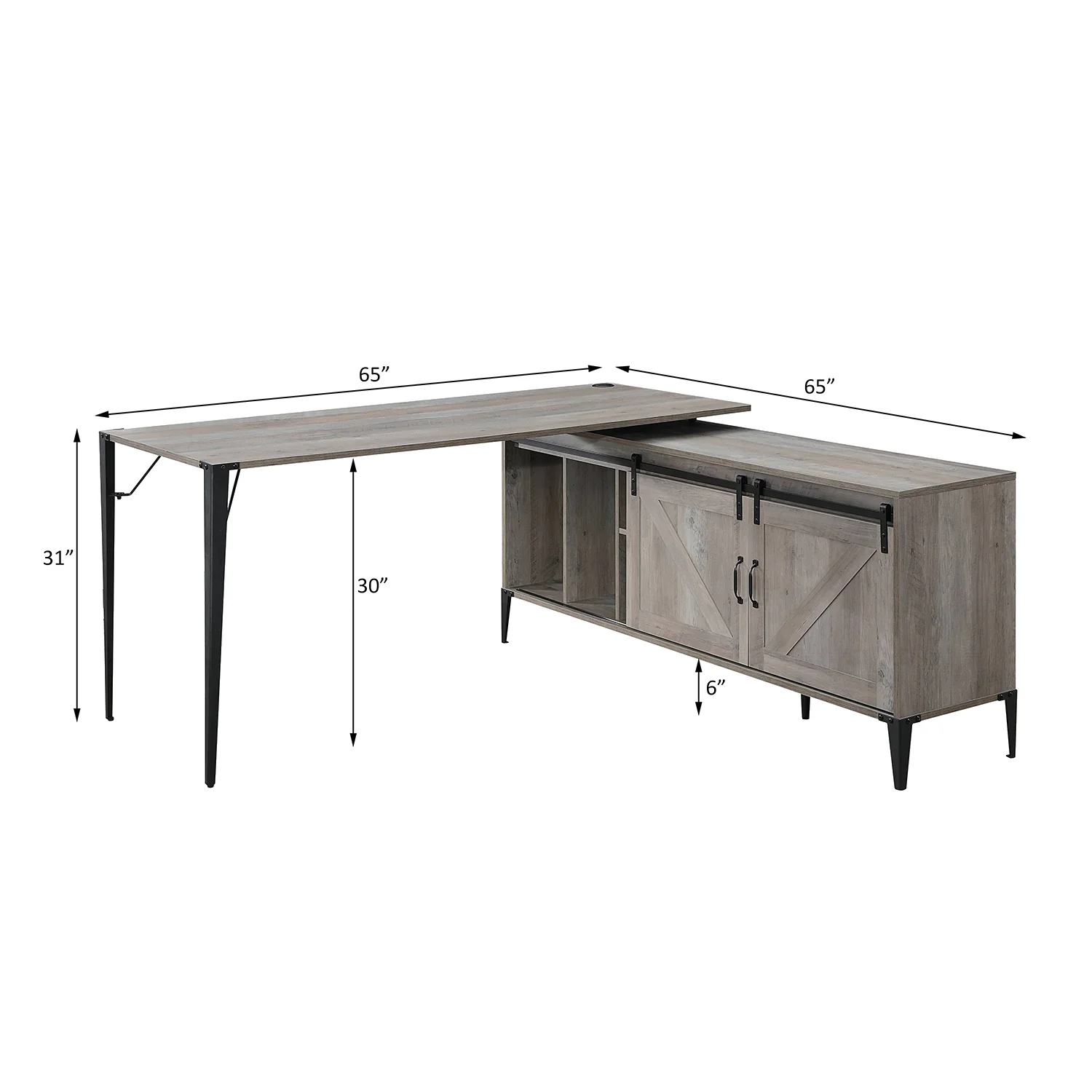 L-Shape Writing Desk with Cabinet - Image 3