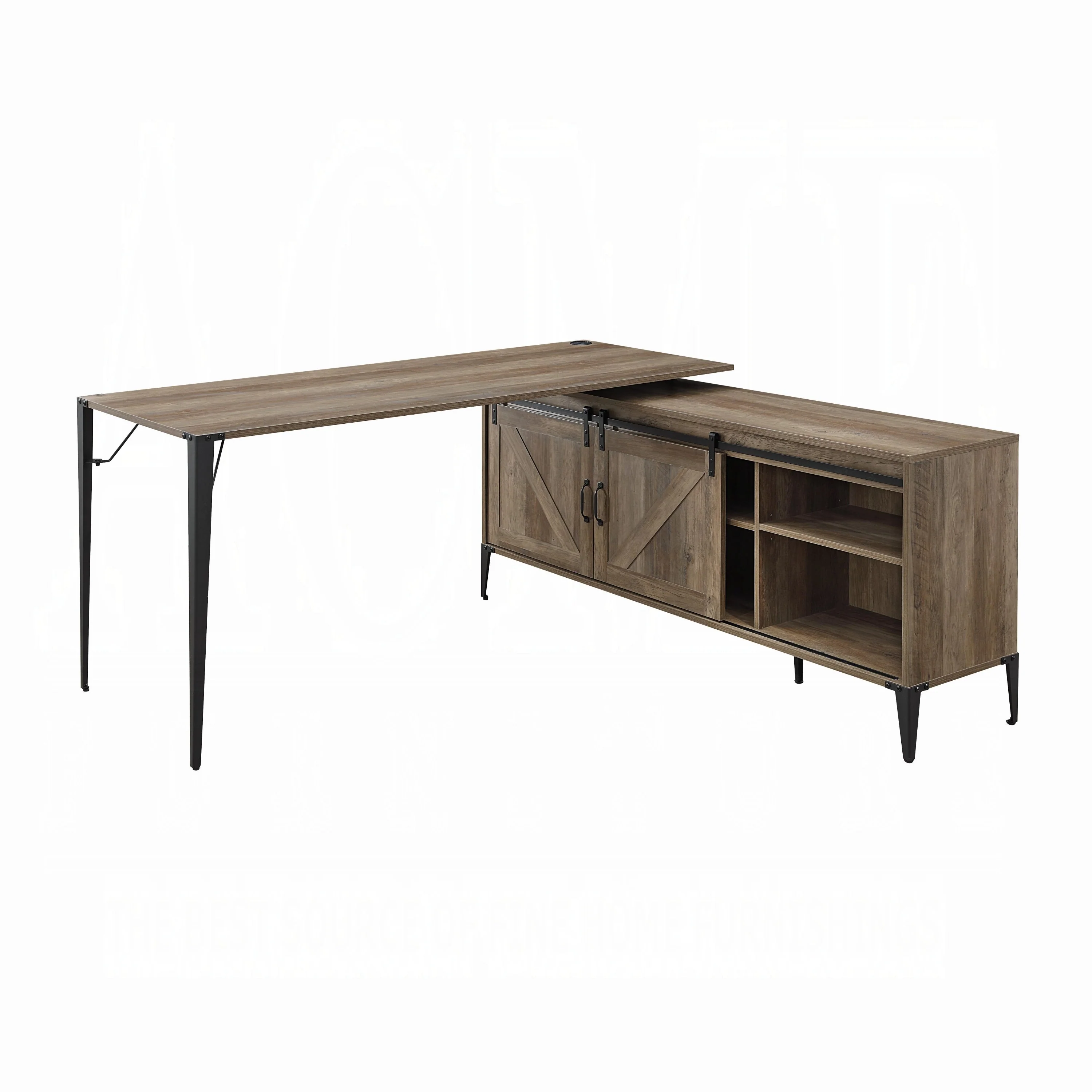 L-Shape Writing Desk with Cabinet - Image 6