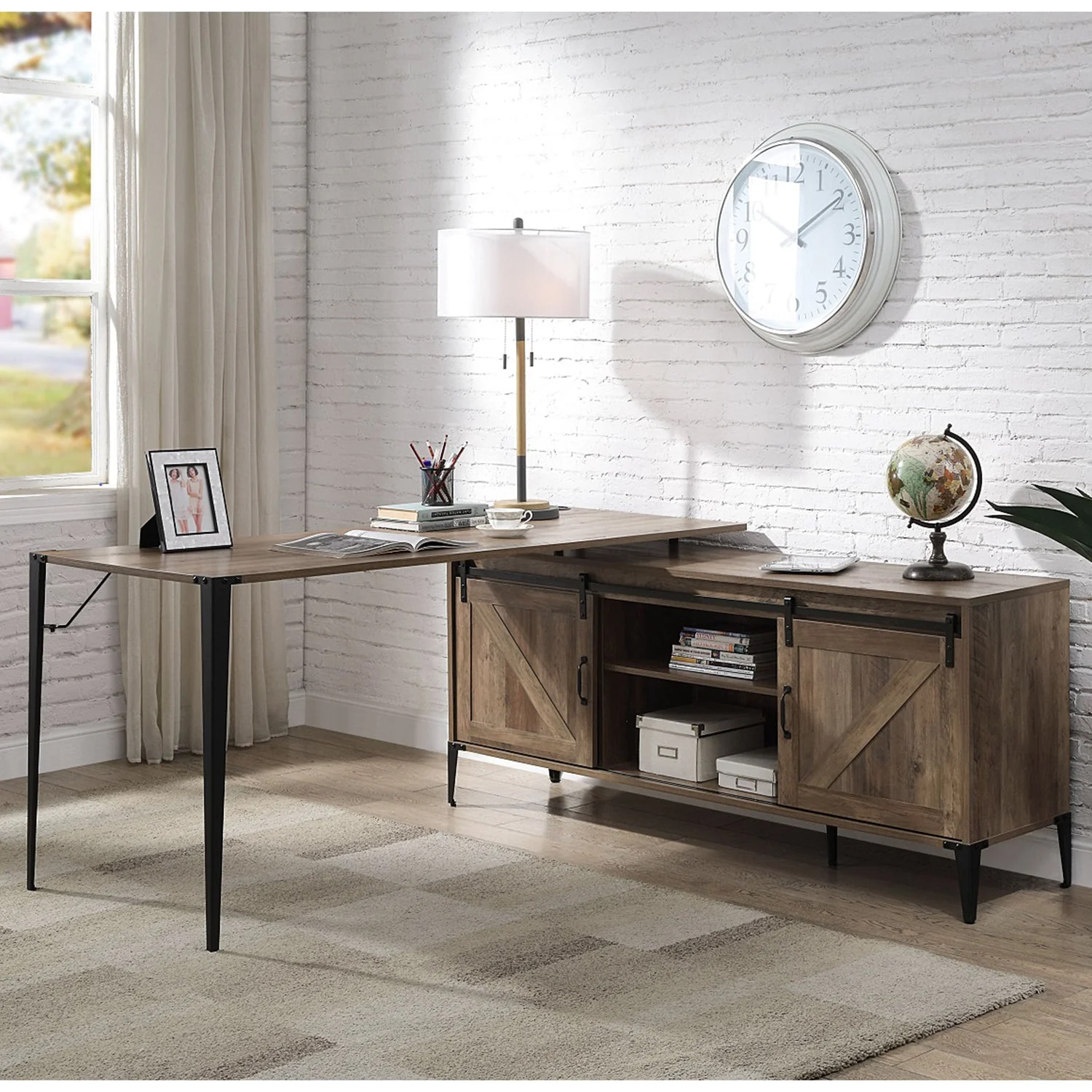 L-Shape Writing Desk with Cabinet - Image 7