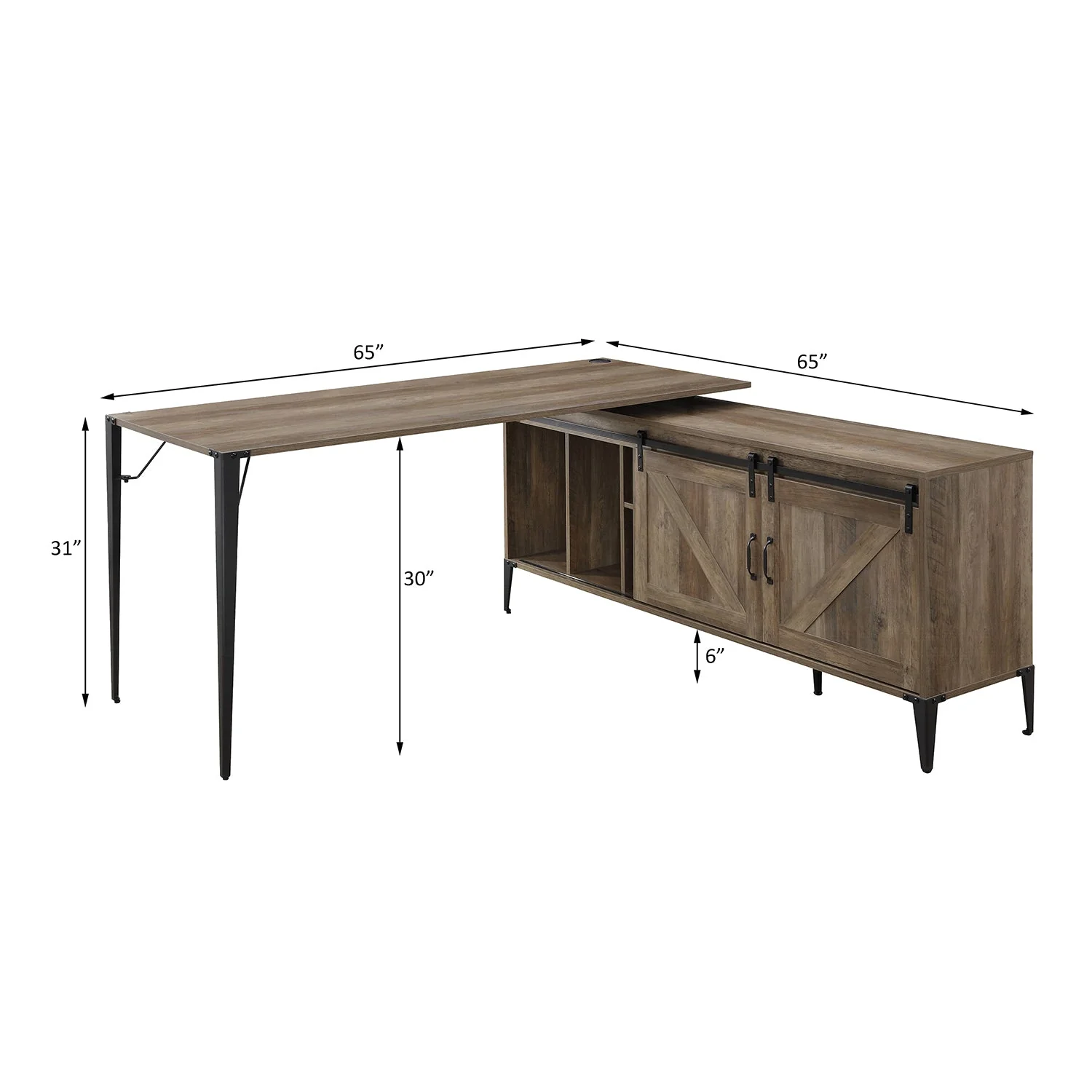 L-Shape Writing Desk with Cabinet - Image 8
