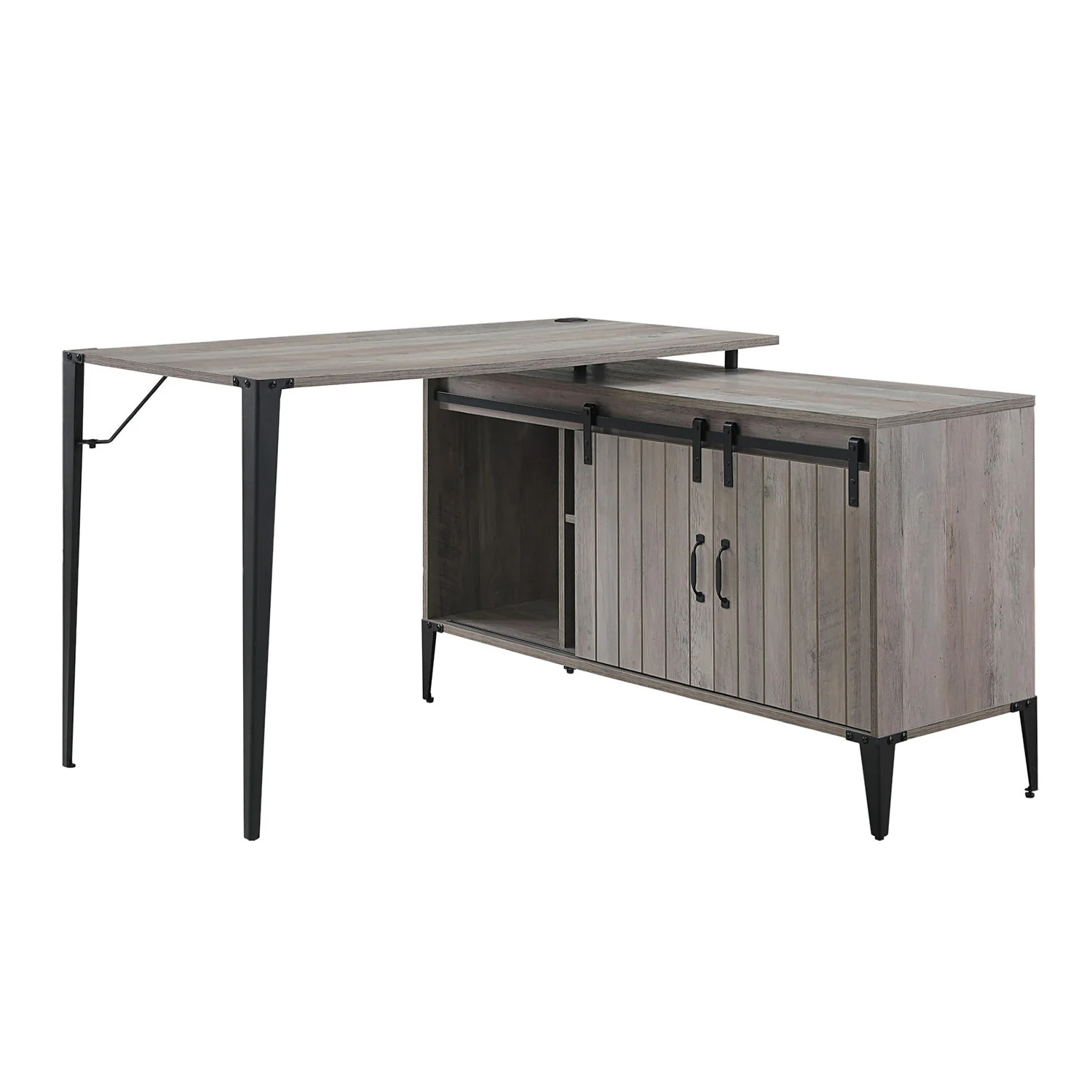 L-Shape Writing Desk with Side Cabinet