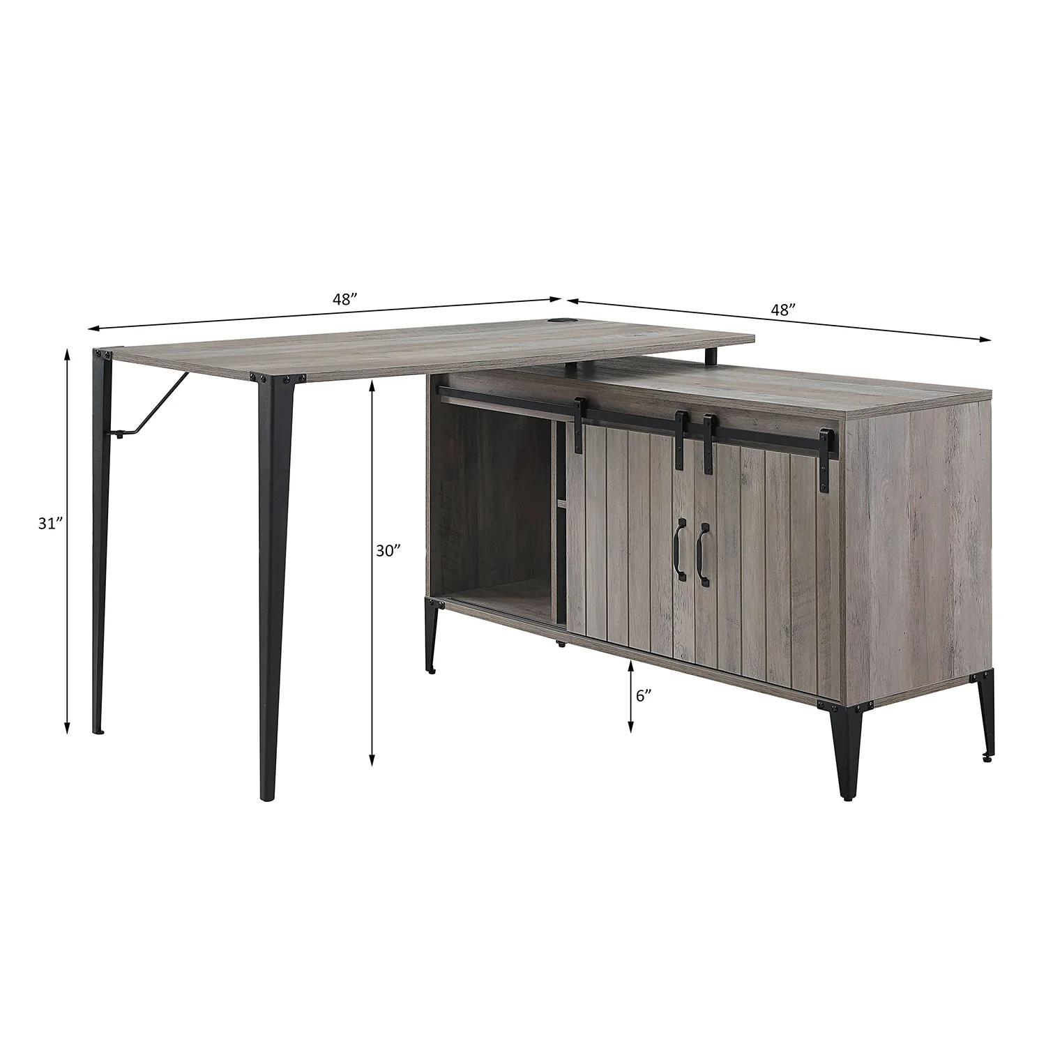 L-Shape Writing Desk with Side Cabinet - Image 3