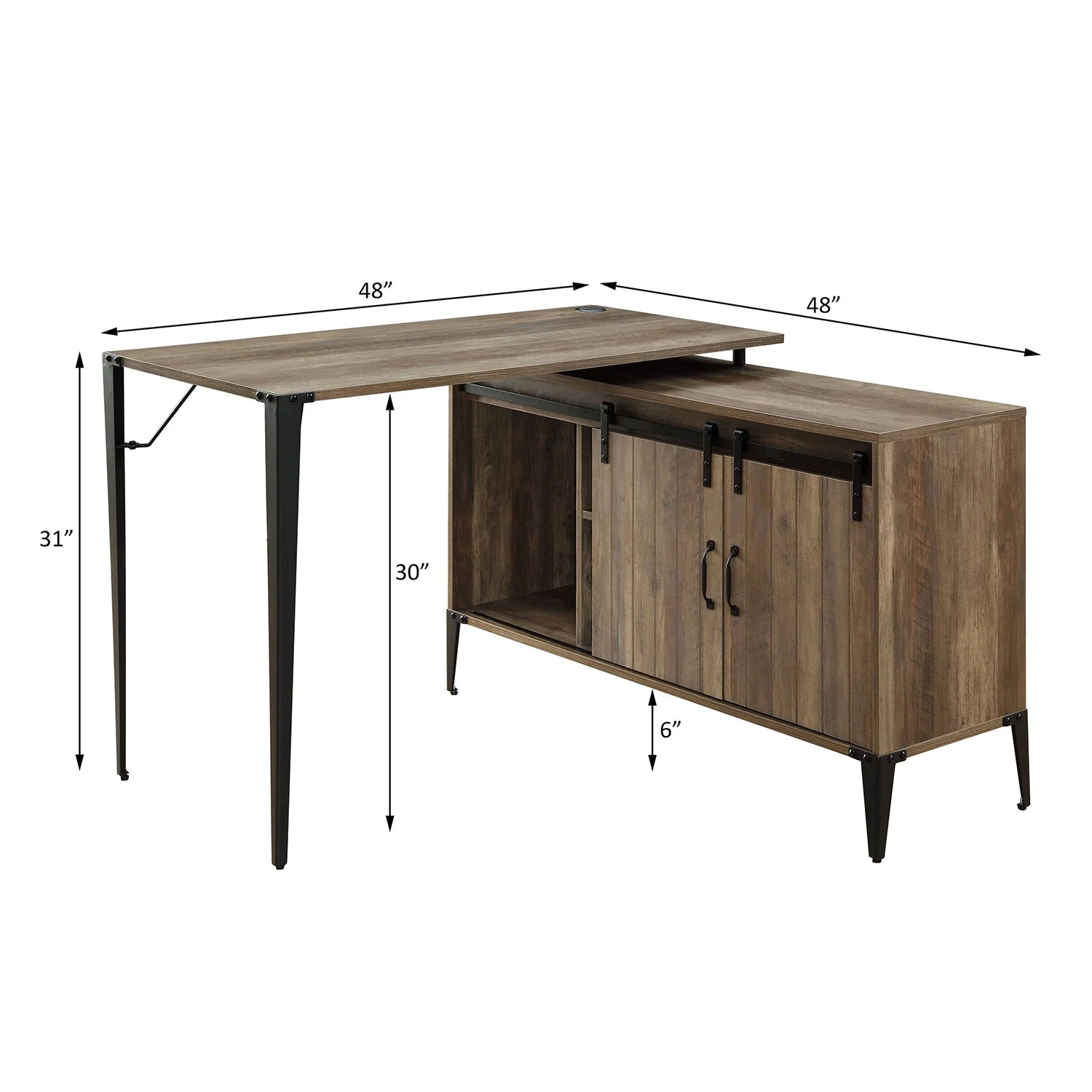 L-Shape Writing Desk with Side Cabinet - Image 8