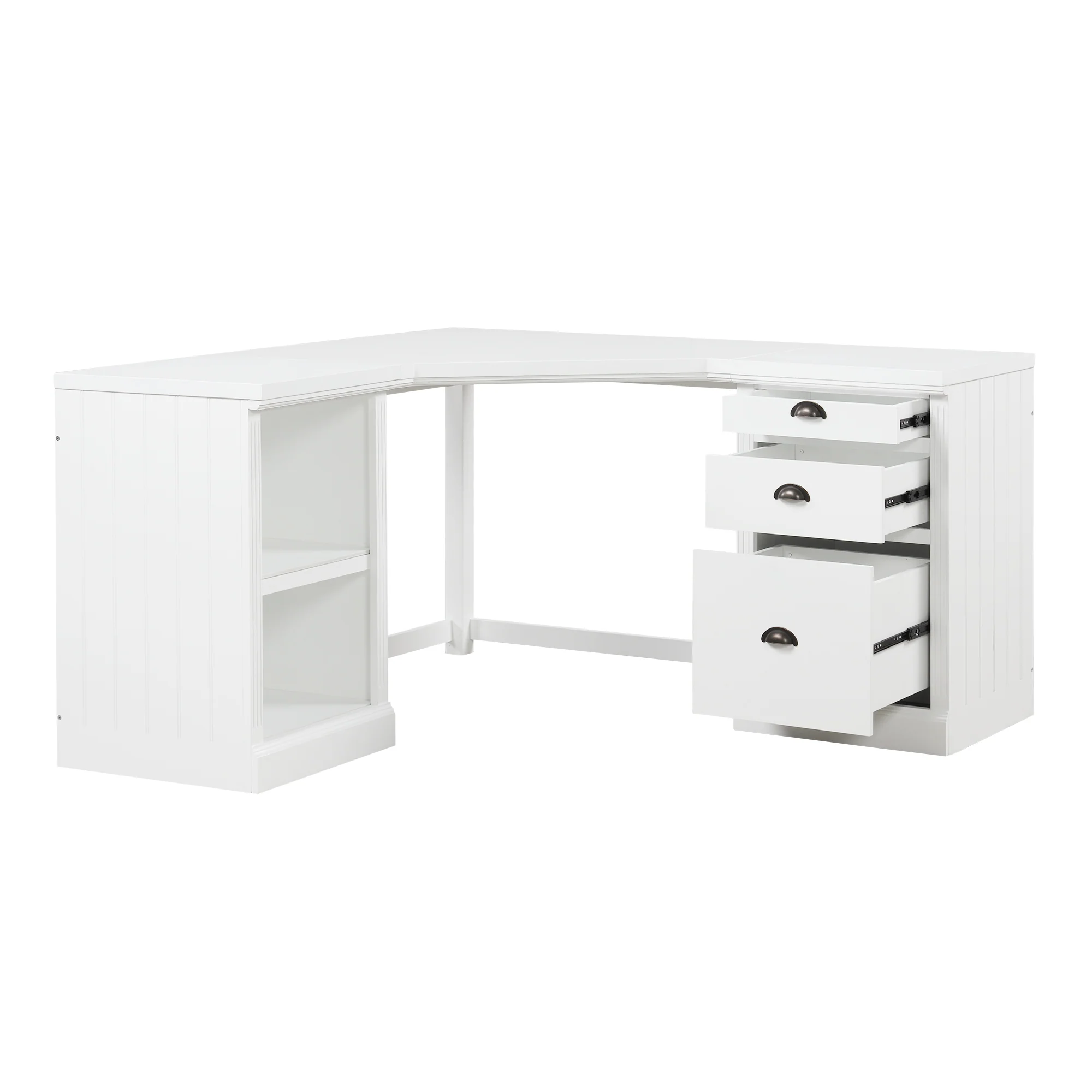 L Shaped Executive Desk with 2 Storage Cabinets and 3 Drawers - Image 12