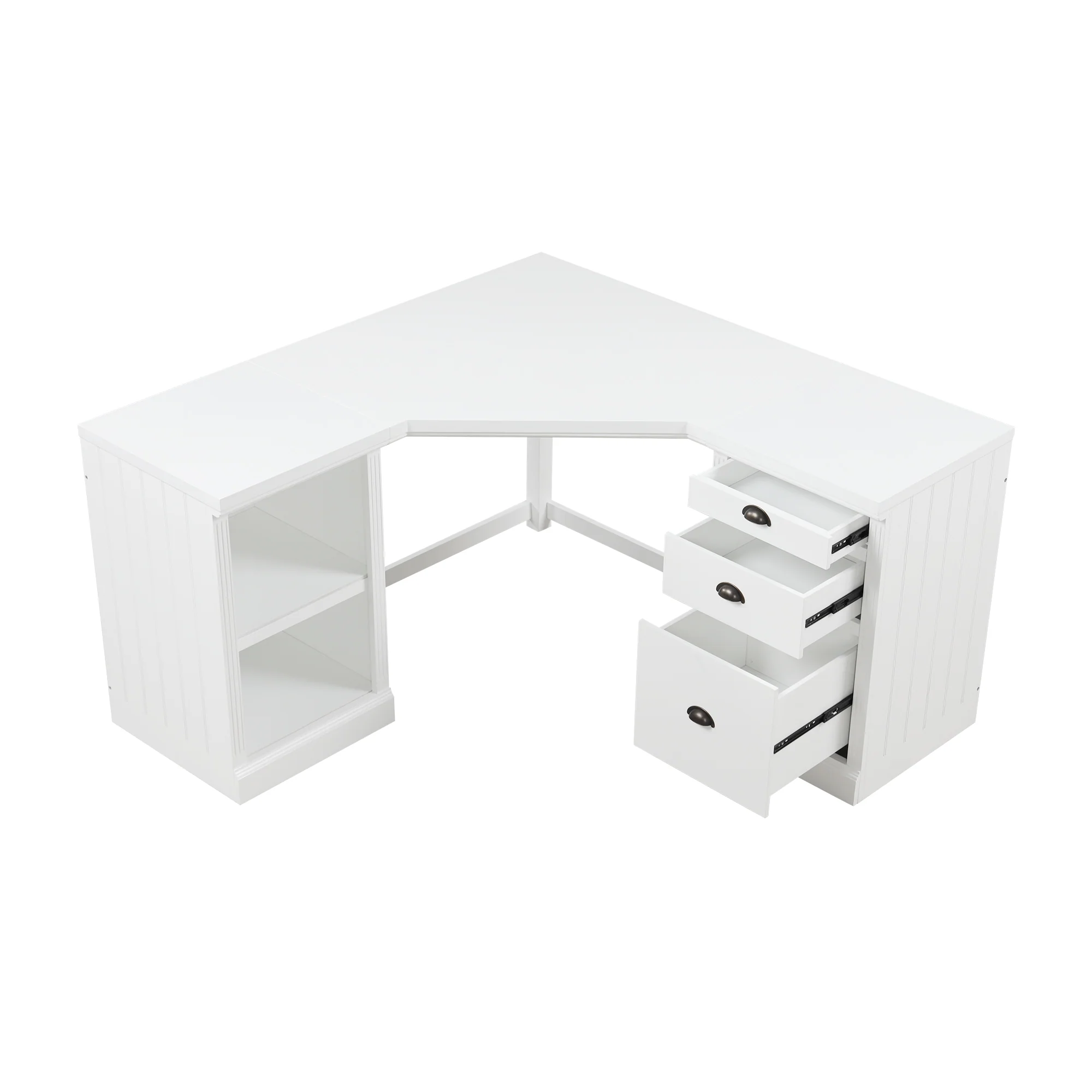 L Shaped Executive Desk with 2 Storage Cabinets and 3 Drawers - Image 14