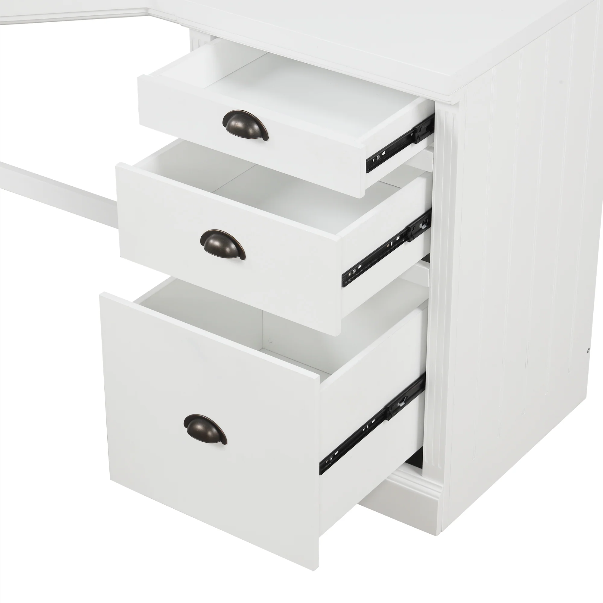 L Shaped Executive Desk with 2 Storage Cabinets and 3 Drawers - Image 16