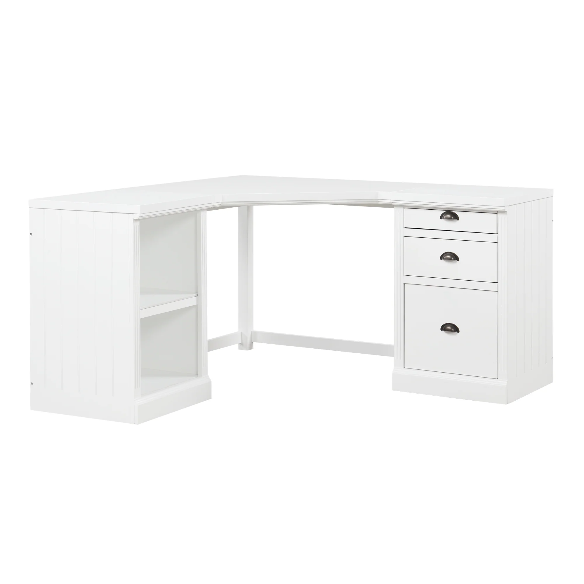 L Shaped Executive Desk with 2 Storage Cabinets and 3 Drawers - Image 2