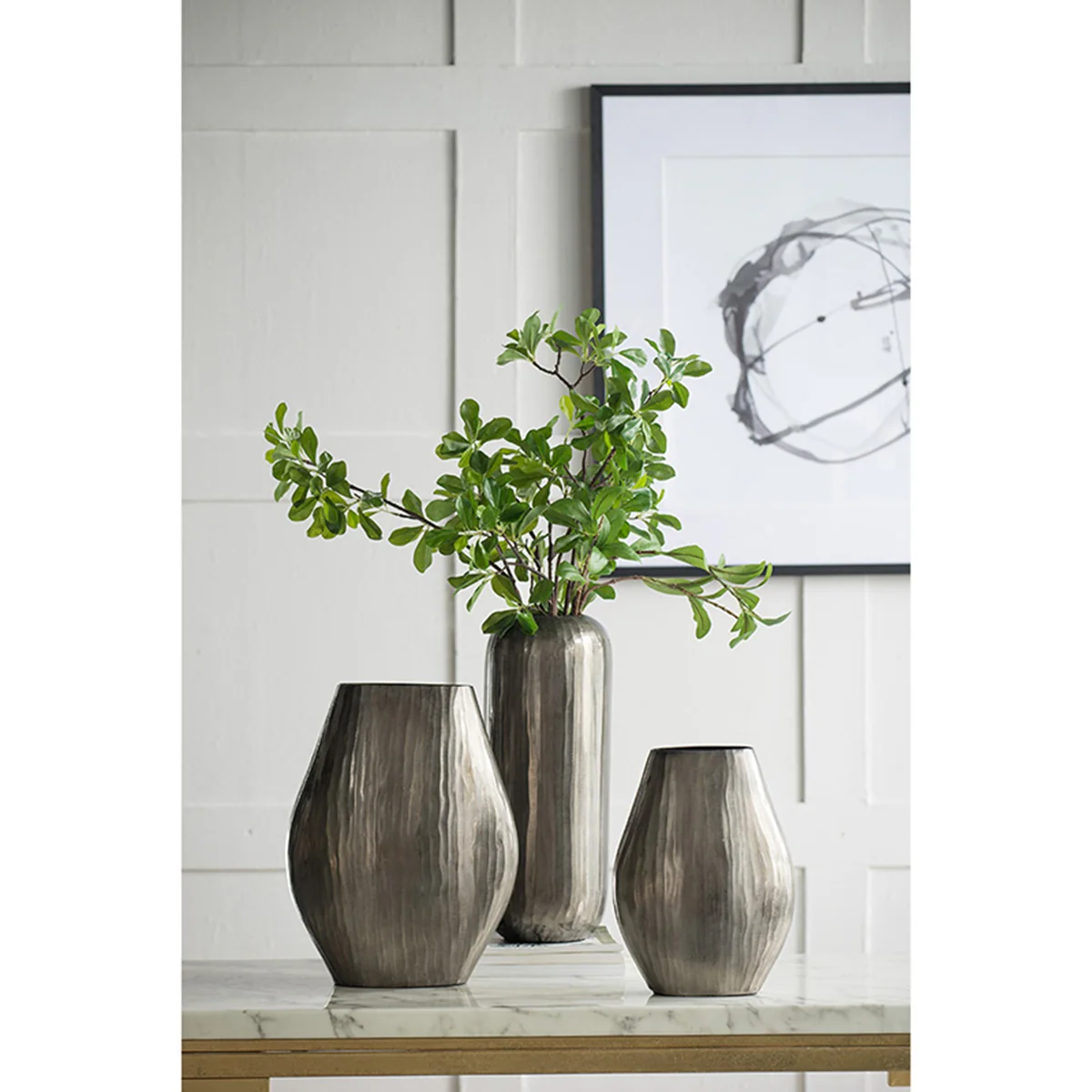 Large Aluminum Layered Chisel Oval Vase - Image 10