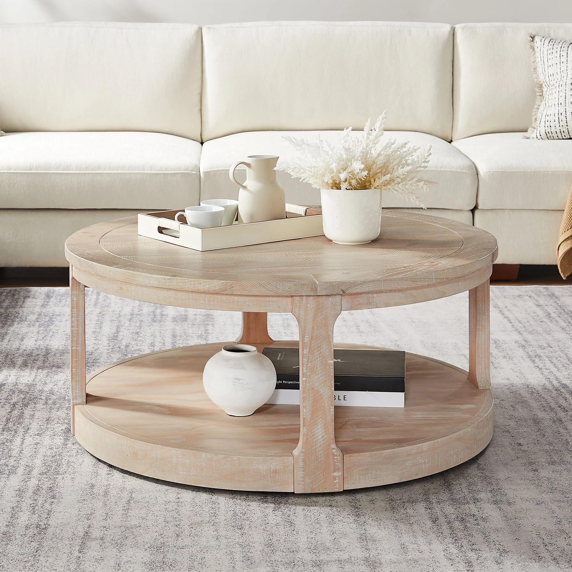 Large Traditional Round Coffee Table - Image 13