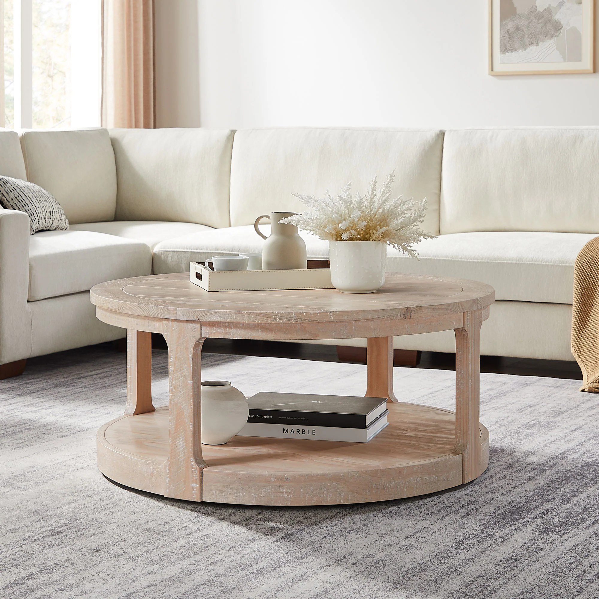 Large Traditional Round Coffee Table - Image 16