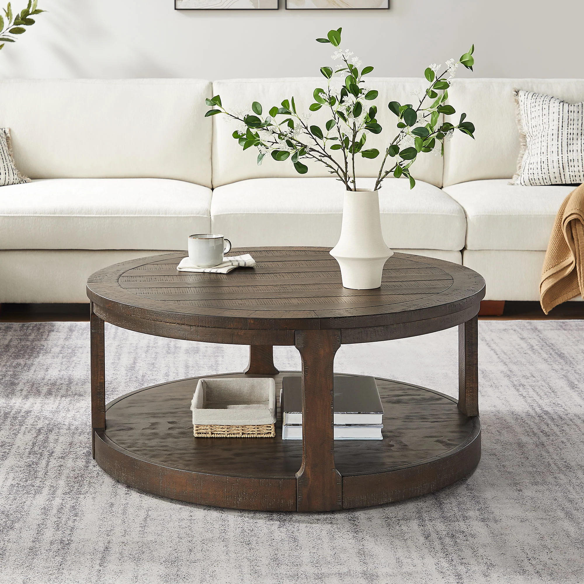 Large Traditional Round Coffee Table - Image 2