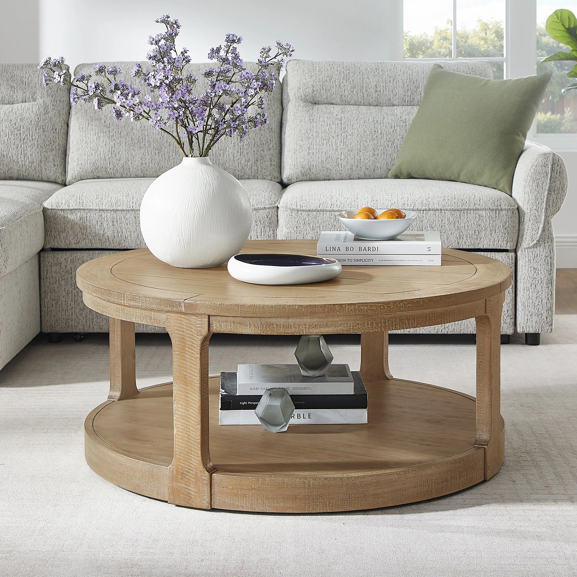 Large Traditional Round Coffee Table - Image 20