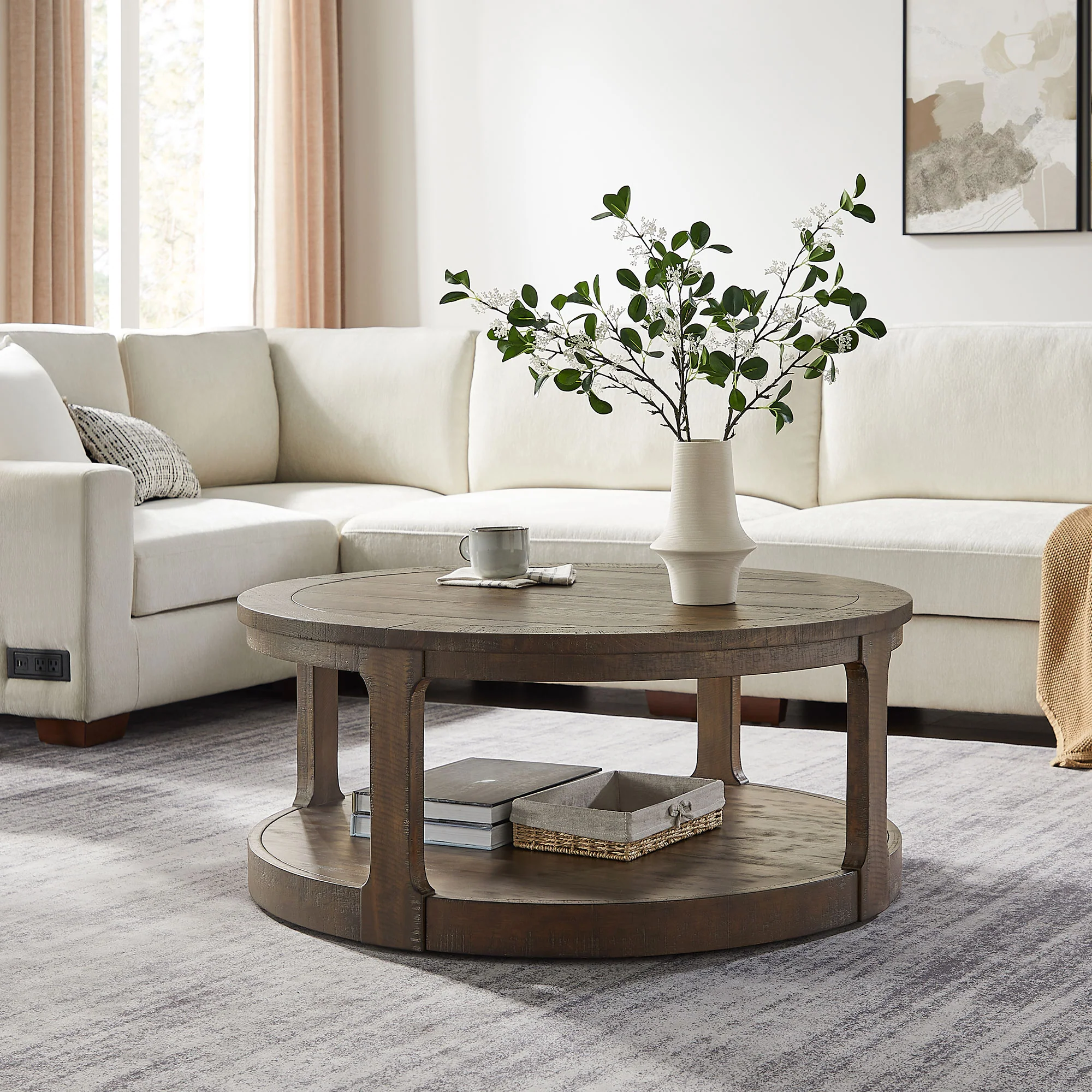 Large Traditional Round Coffee Table - Image 6