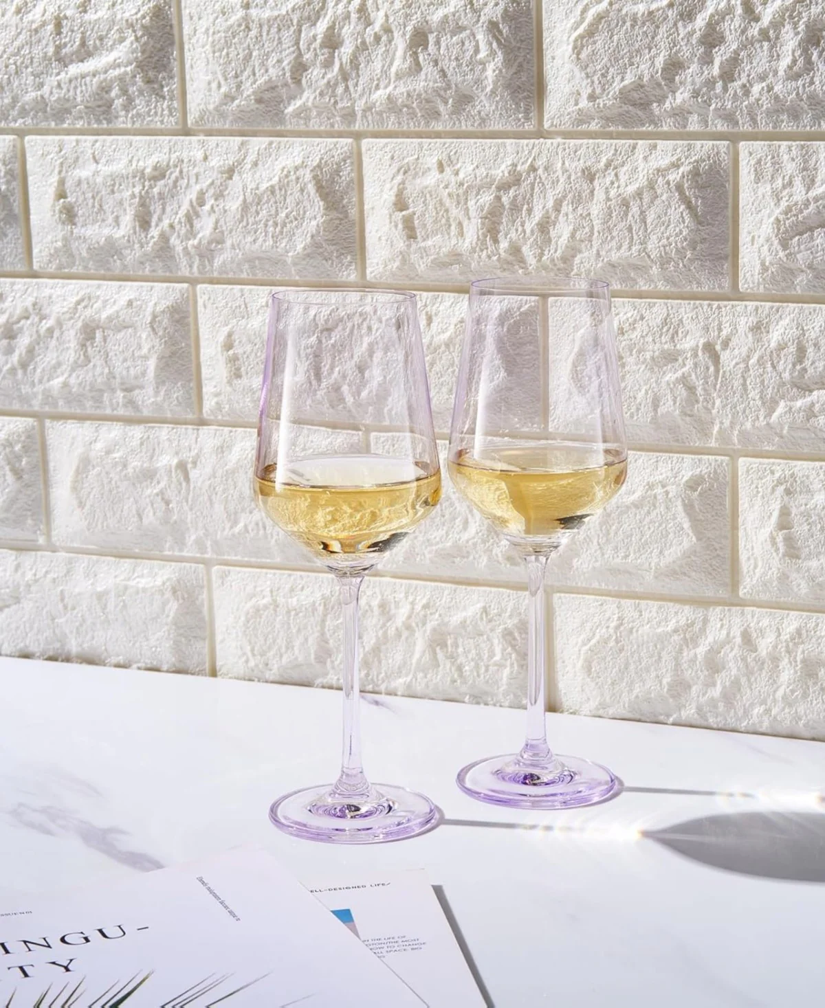 Lavender Colored Crystal Wine Glasses Set of 2 - Image 2