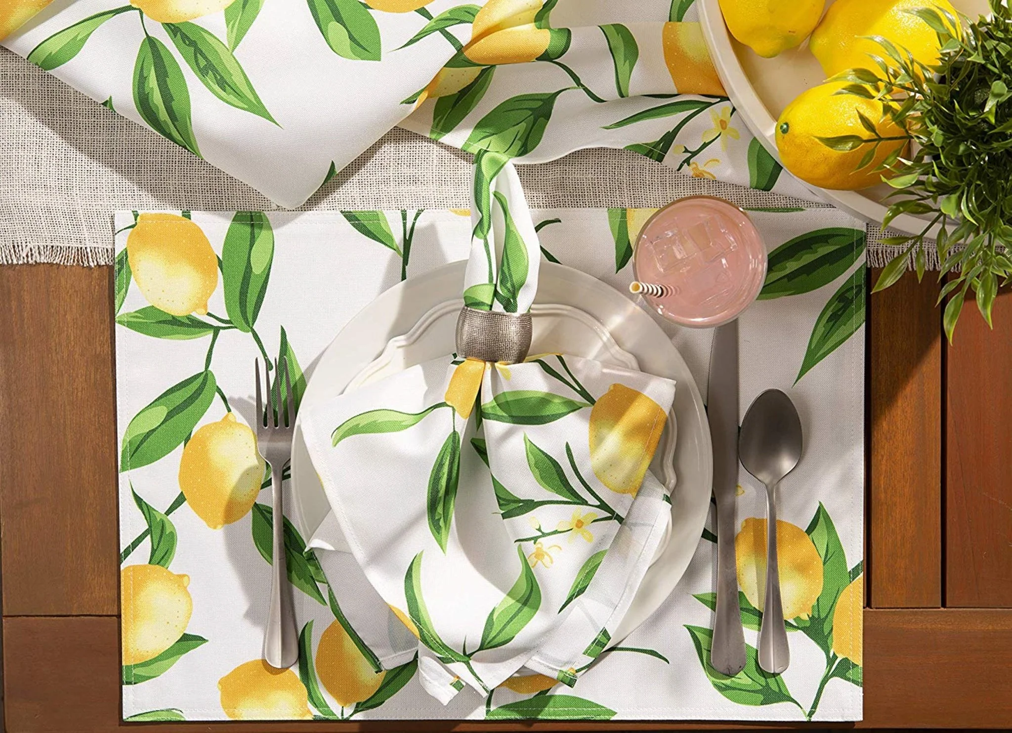 Lemon Bliss Print Outdoor Placemat, Set Of 6 - Image 5