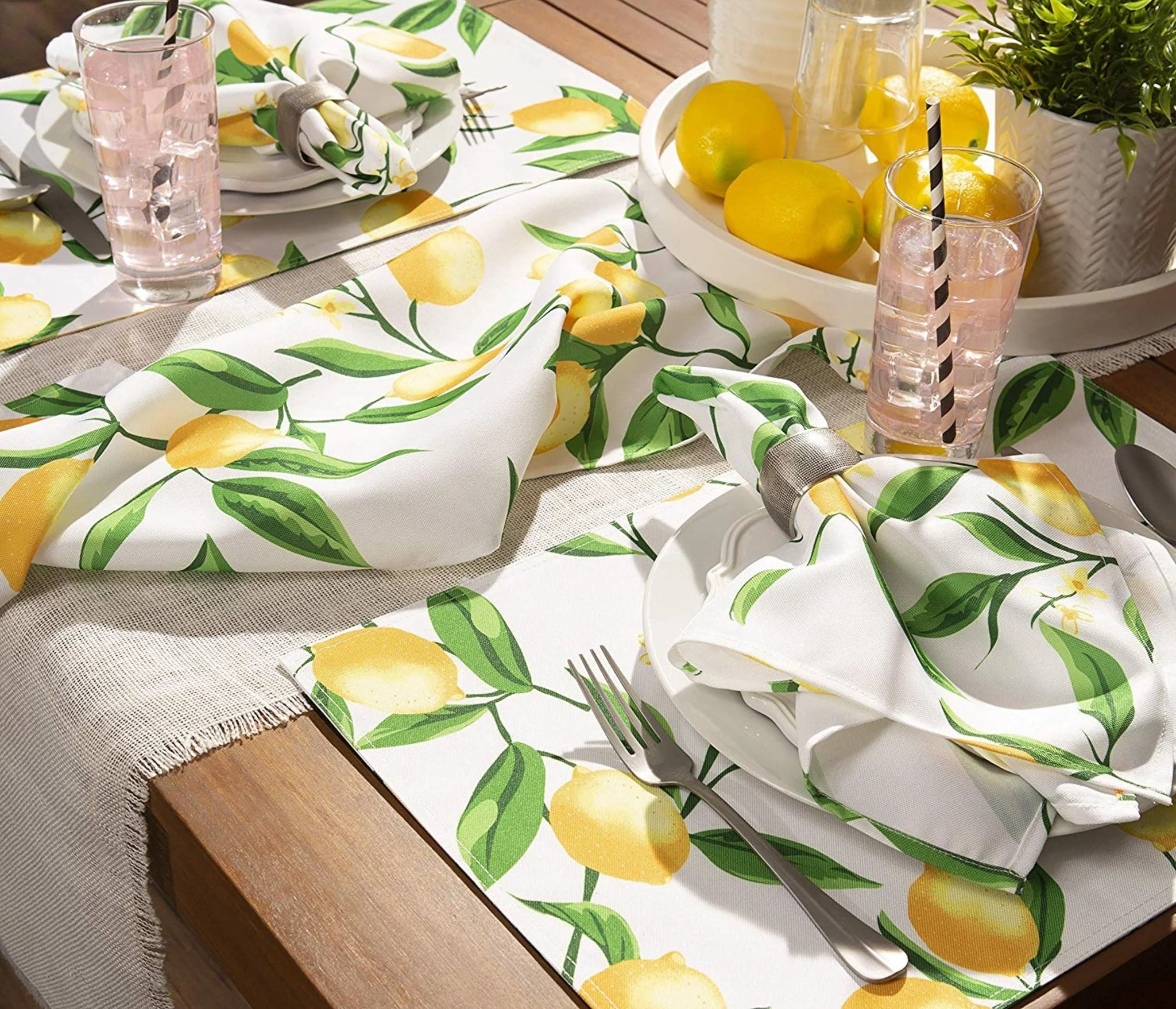 Lemon Bliss Print Outdoor Placemat, Set Of 6 - Image 6