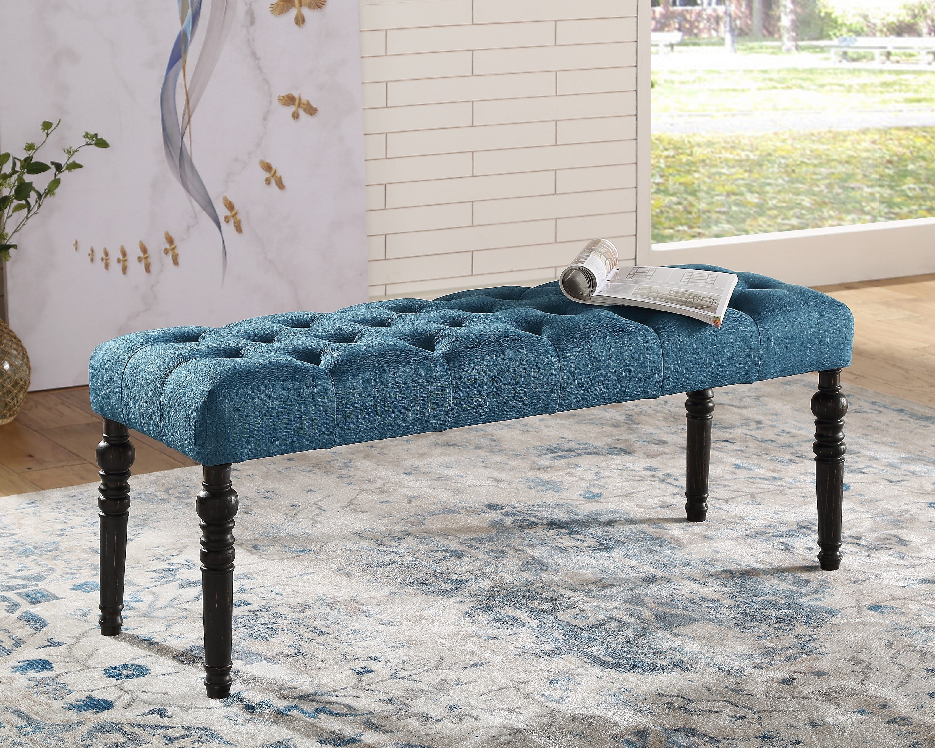Levi Turned-Leg Dining Set with Table, 4 Chairs and Bench - Image 17