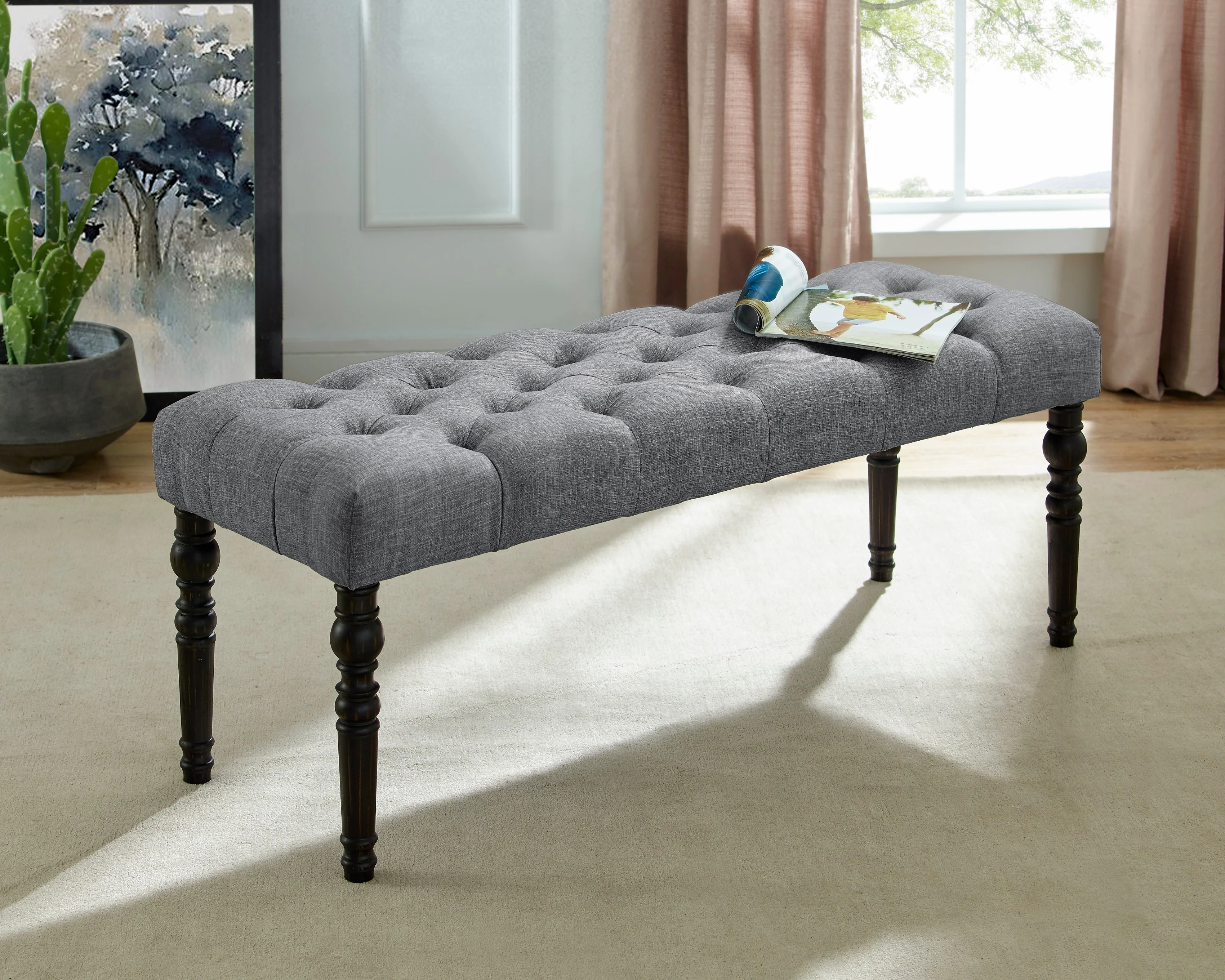 Levi Turned-Leg Dining Set with Table, 4 Chairs and Bench - Image 23