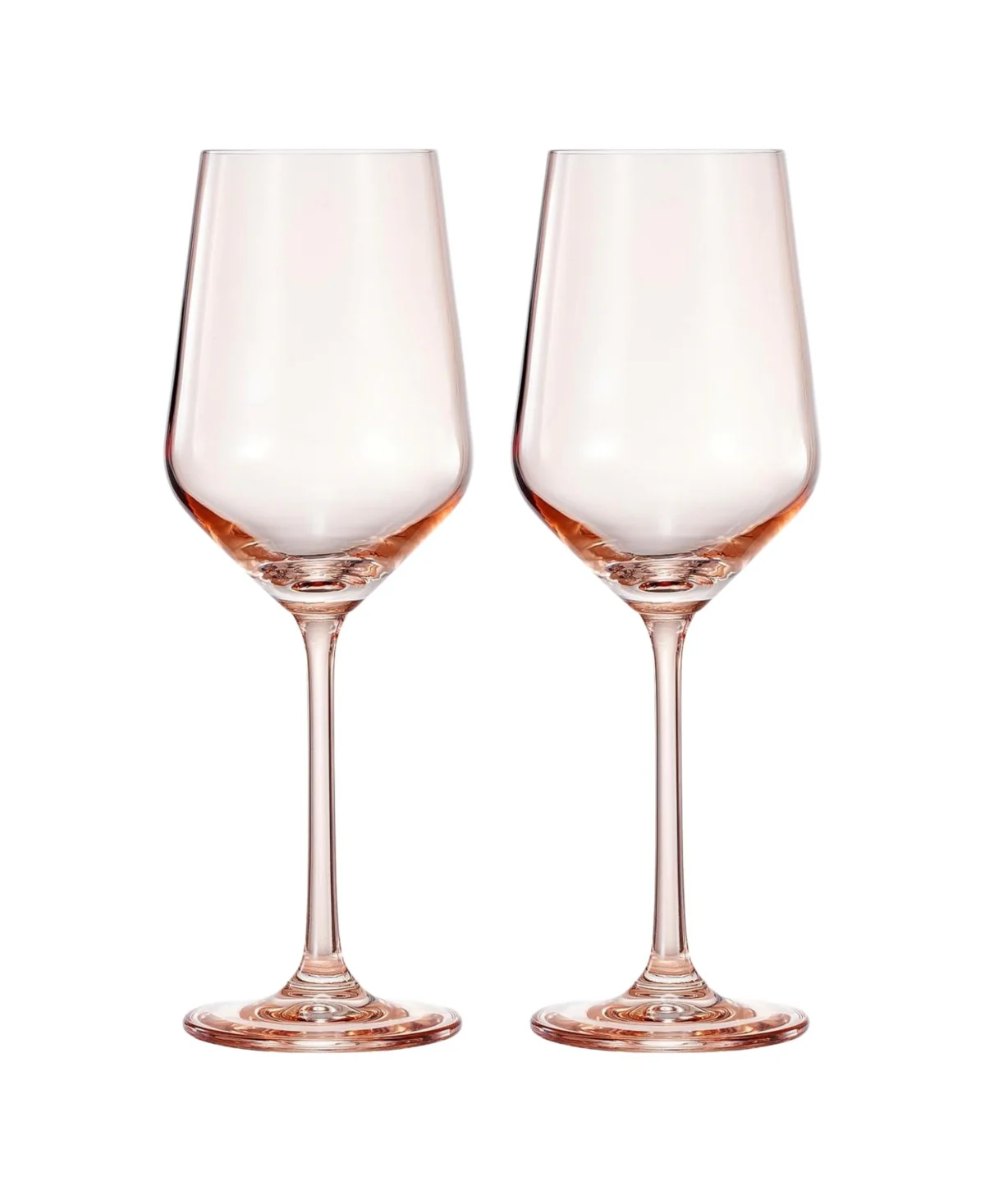 Light Pink Colored Crystal Wine Glasses Set of 2