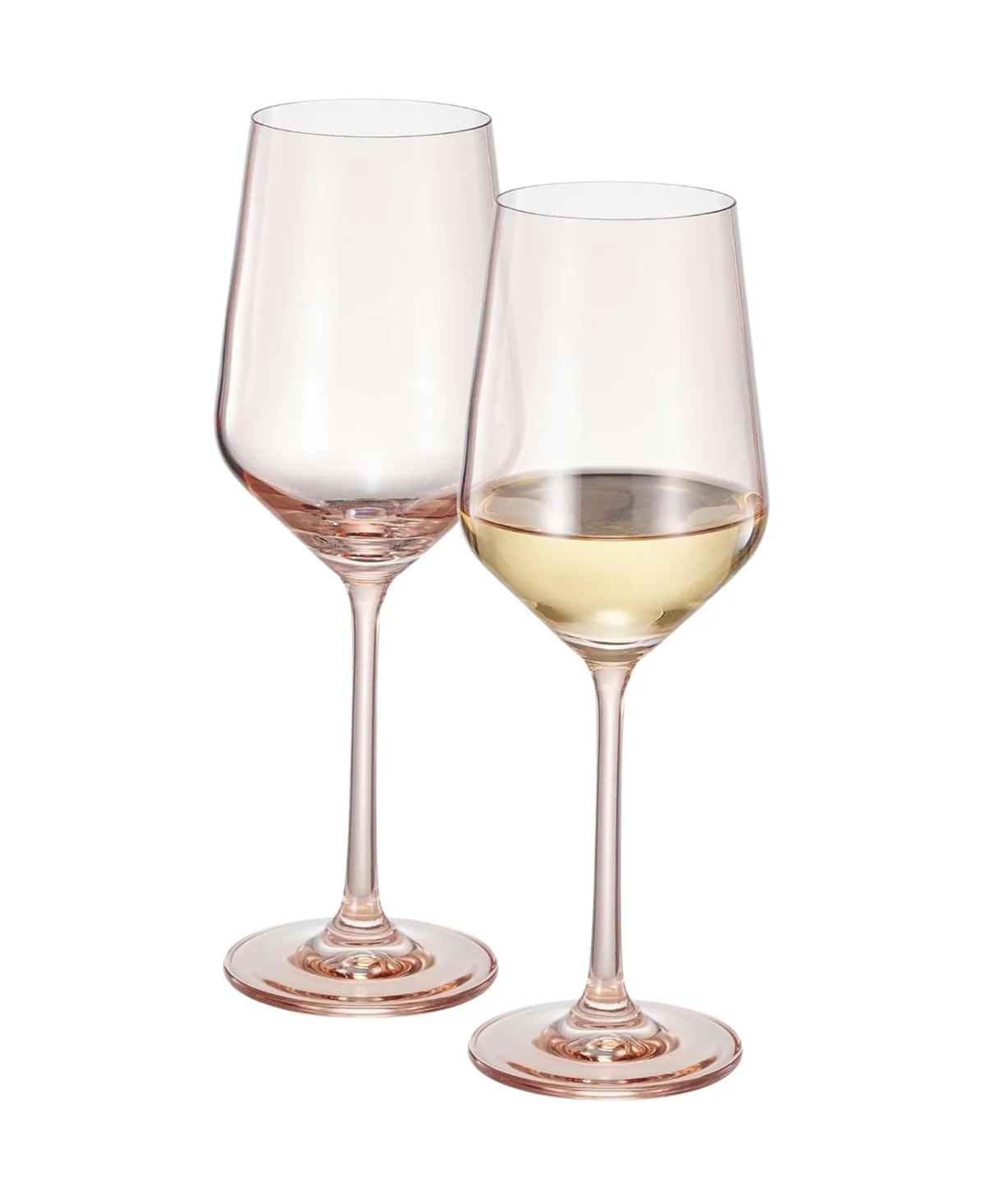 Light Pink Colored Crystal Wine Glasses Set of 2 - Image 3
