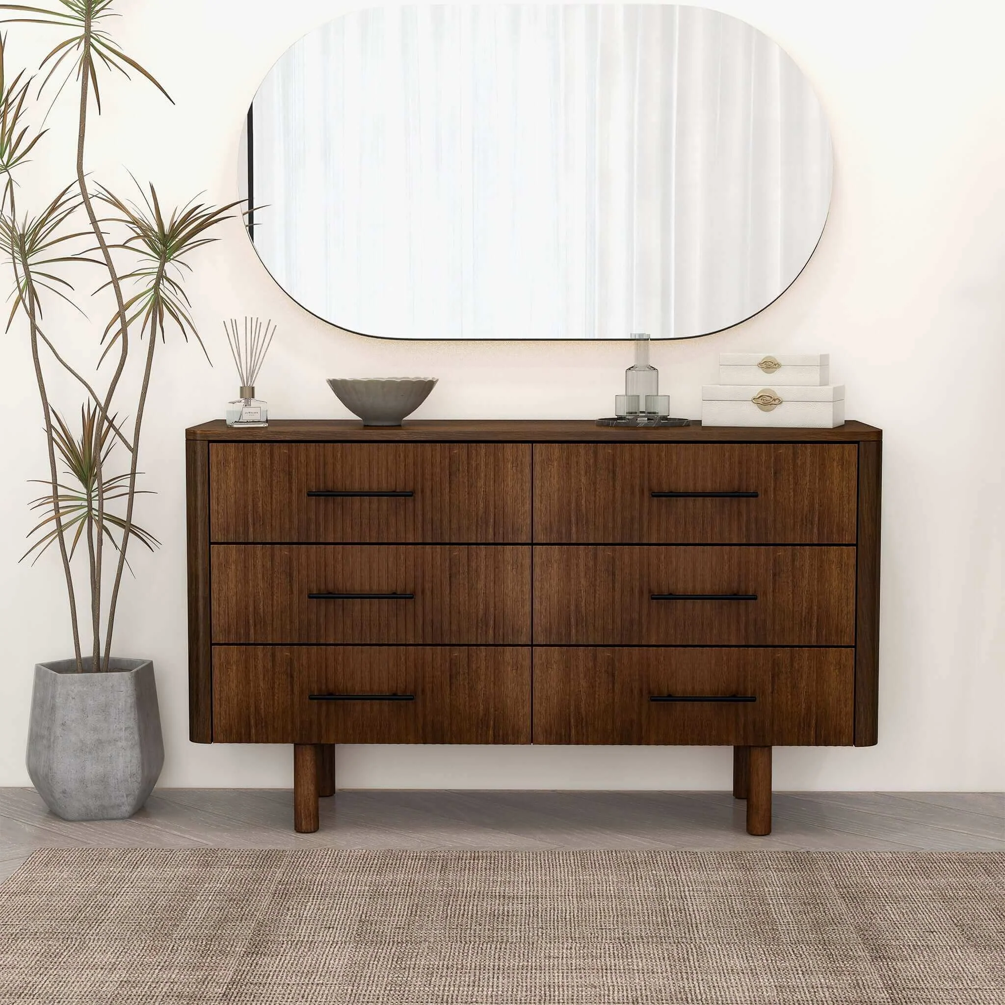 Logan Mid Century Modern Walnut Dresser - Image 10