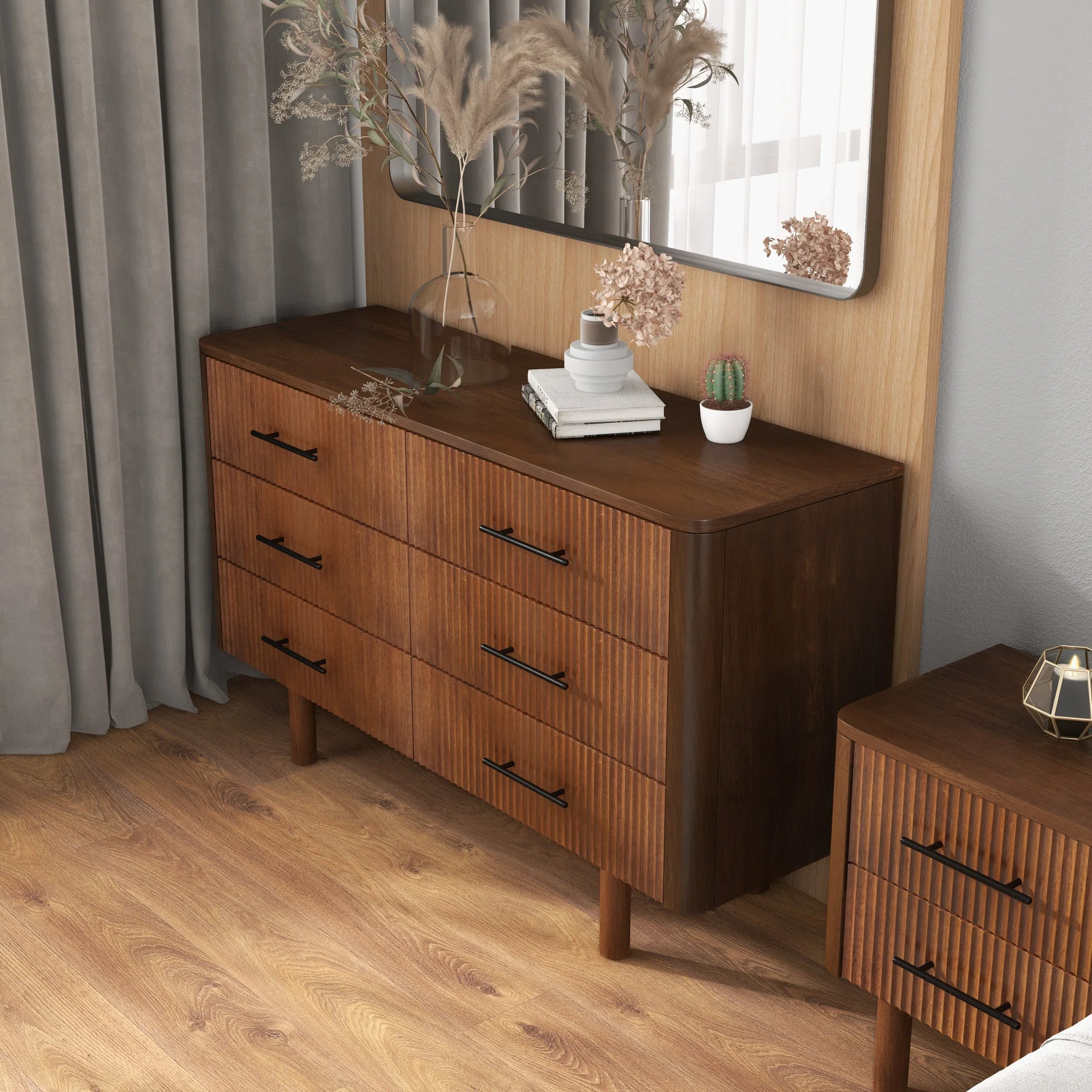 Logan Mid Century Modern Walnut Dresser - Image 11