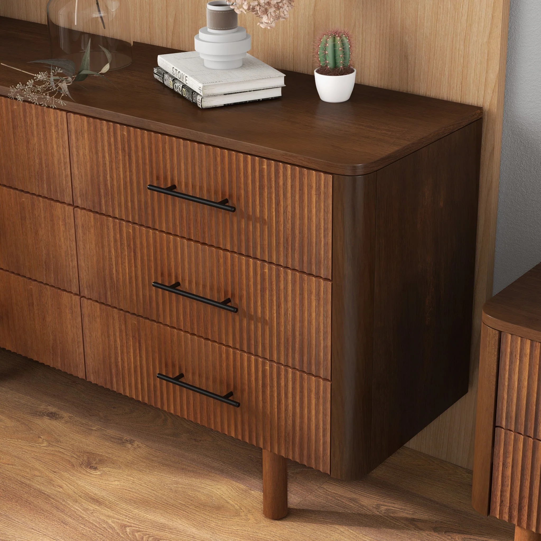 Logan Mid Century Modern Walnut Dresser - Image 12
