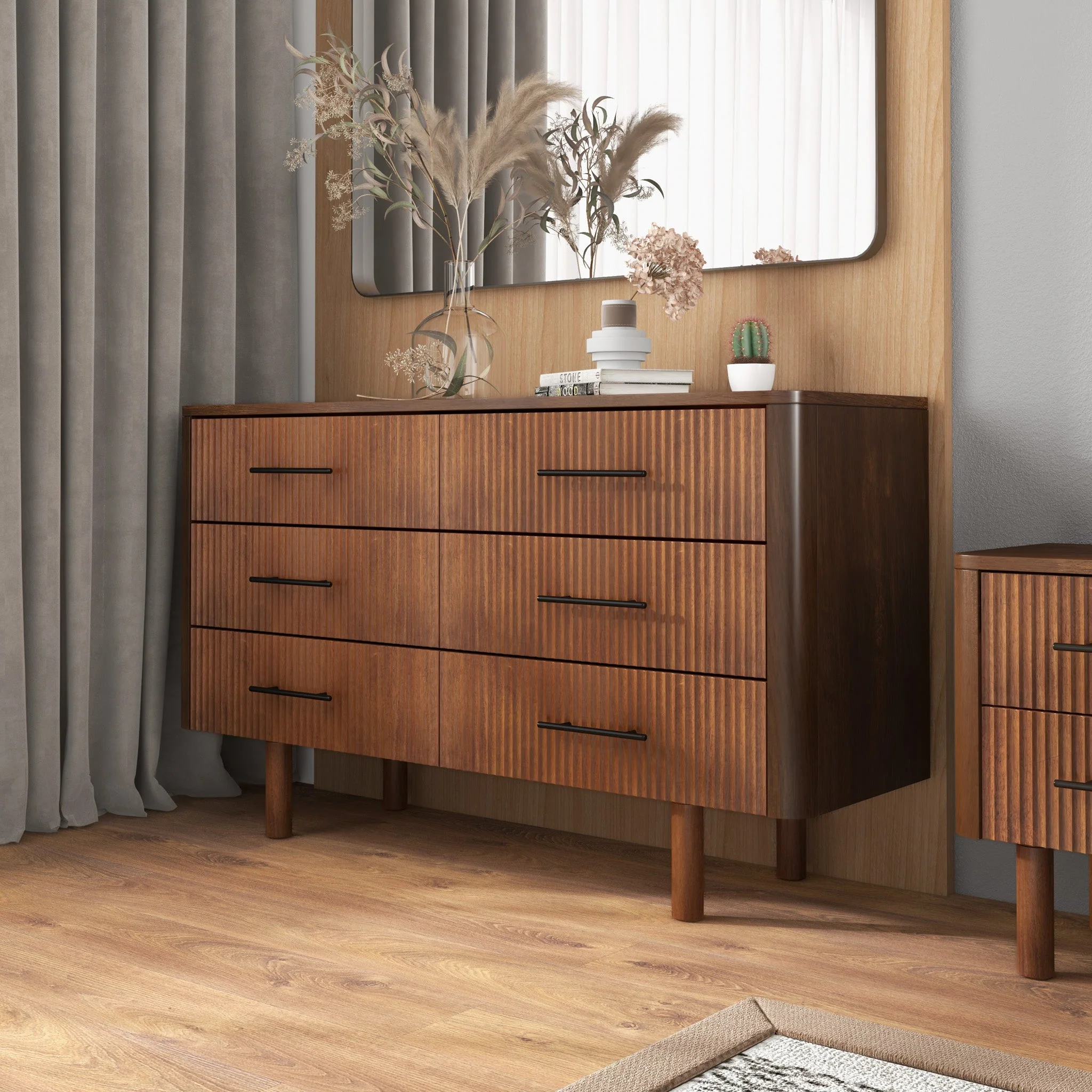 Logan Mid Century Modern Walnut Dresser - Image 13