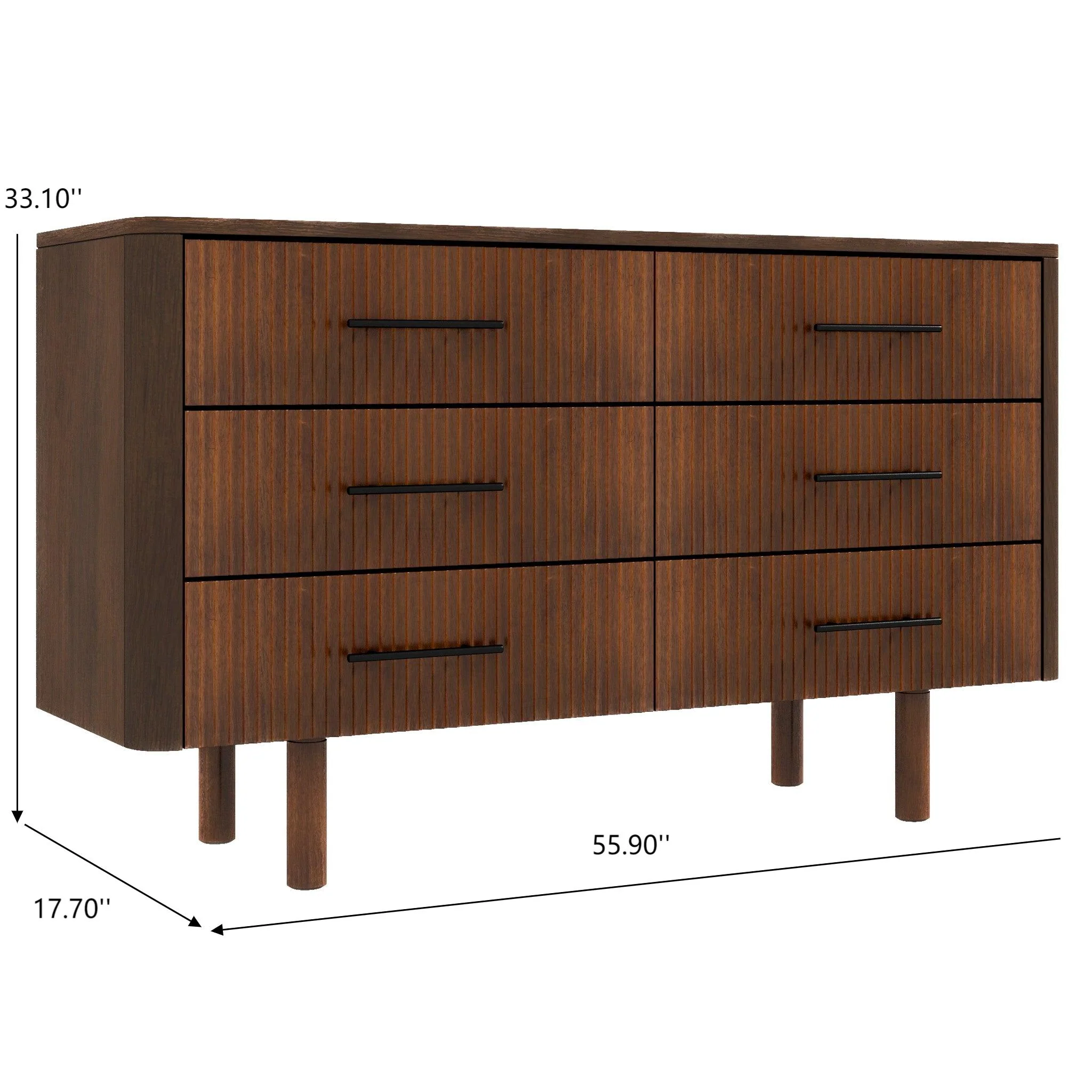 Logan Mid Century Modern Walnut Dresser - Image 3