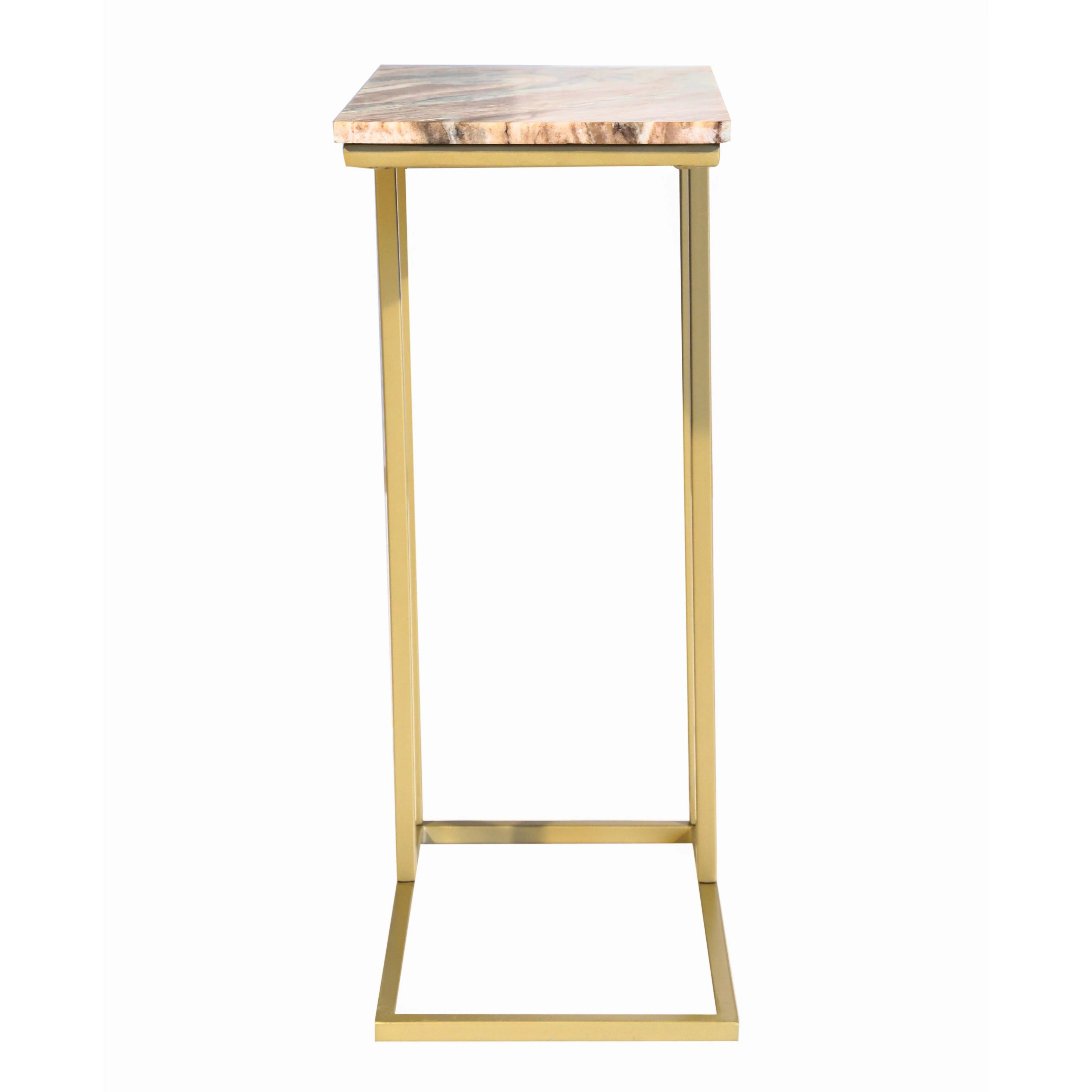 Marble "C" Table With Gold Metal Frame - Image 2